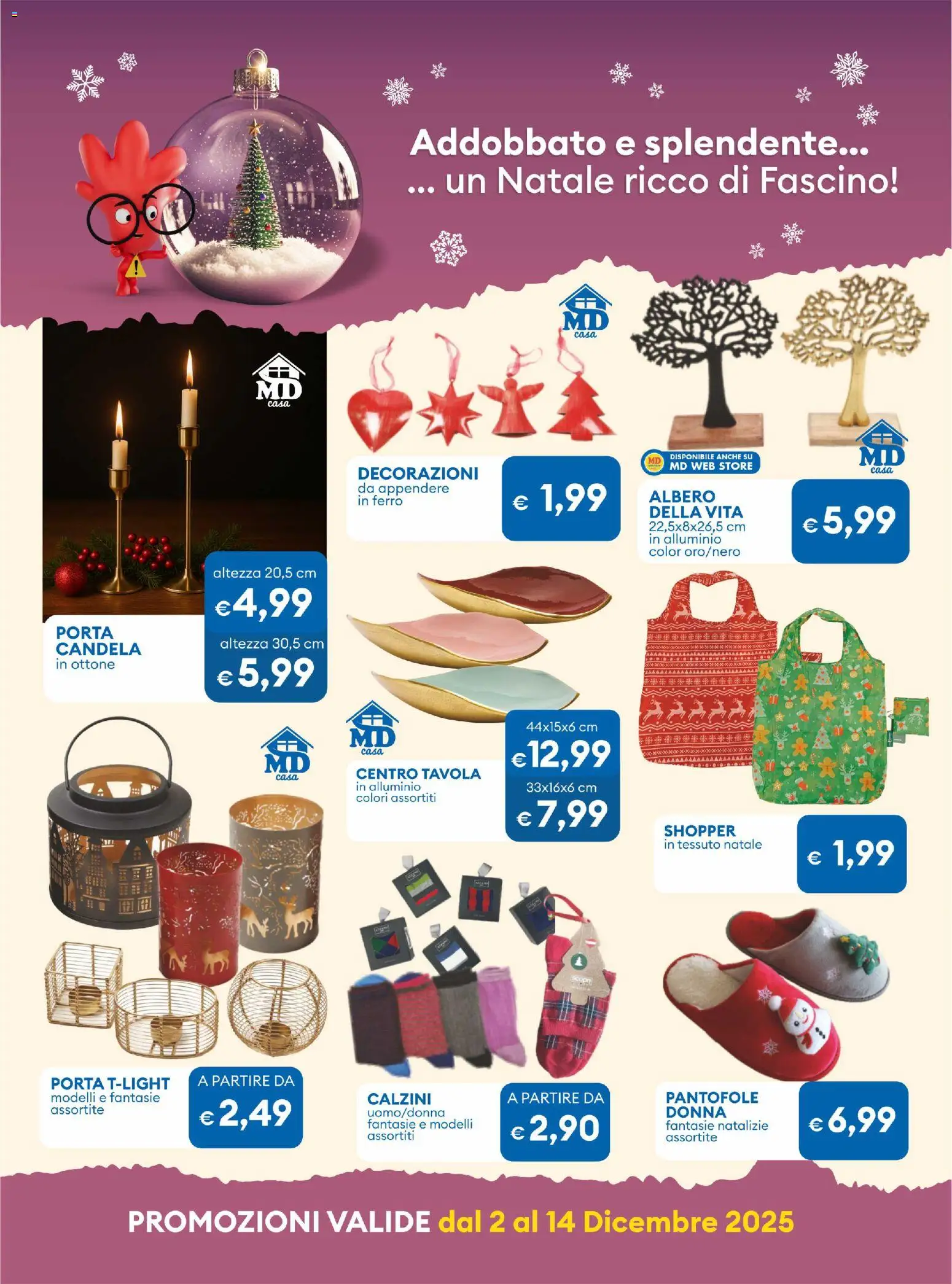 Volantino MD Discount del 02.12.2025 | Pagina: 23 | Prodotti: Calzini, Pantofole, Alluminio, Decorazioni