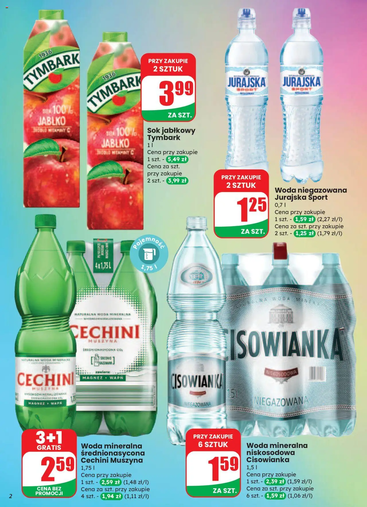 Dino Gazetka od 20.08.2025 | Strona: 2 | Produkty: Sok jabłkowy, Cechini muszyna, Sok, Woda