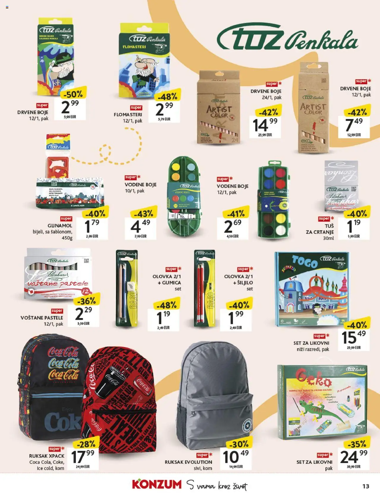 Konzum HR akciós ujság - amely érvényes a következő dátumtól: 18.08.2025 | Oldal: 13 | Termékek: Coca Cola, Cola