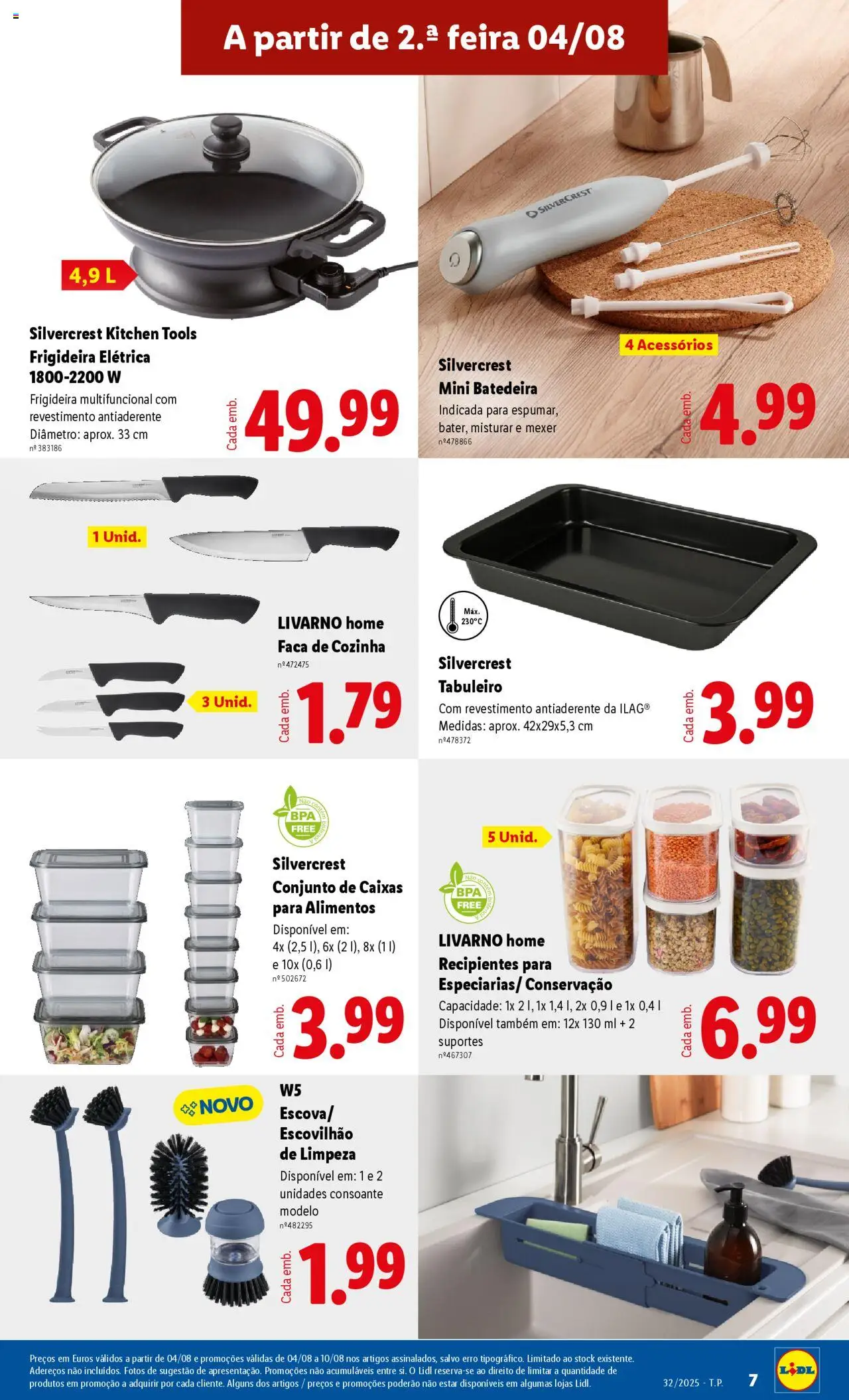 Lidl Novidades │ válido de 04.08.2025 | Página: 7 | Produtos: Faca, Batedeira, Frigideira