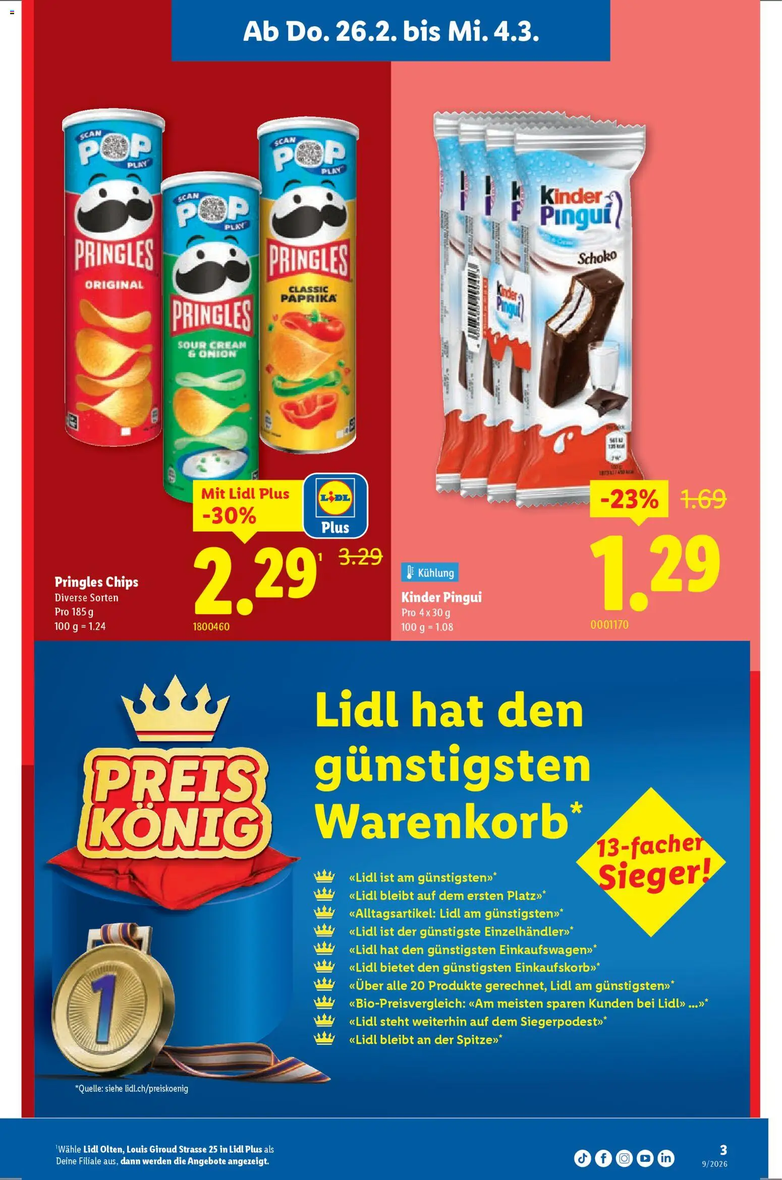 Lidl Aktionen Neueröffnung Olten – gültig ab 26.02.2026 | Seite: 3 | Produkte: Chips