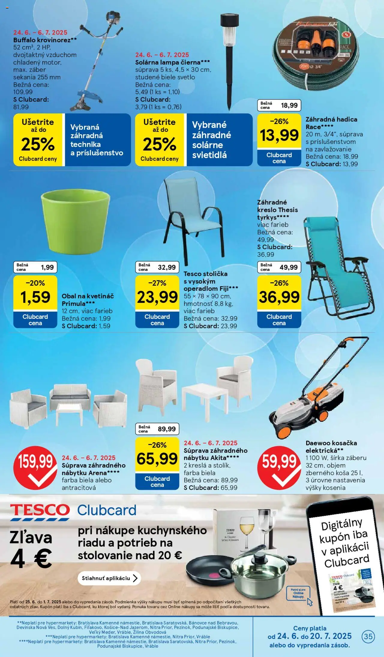 Tesco Hypermarket - leták │ platný od 25.06.2025 | Strana: 35 | Produkty: Kreslá, Krovinorez, Svietidlá, Lampa