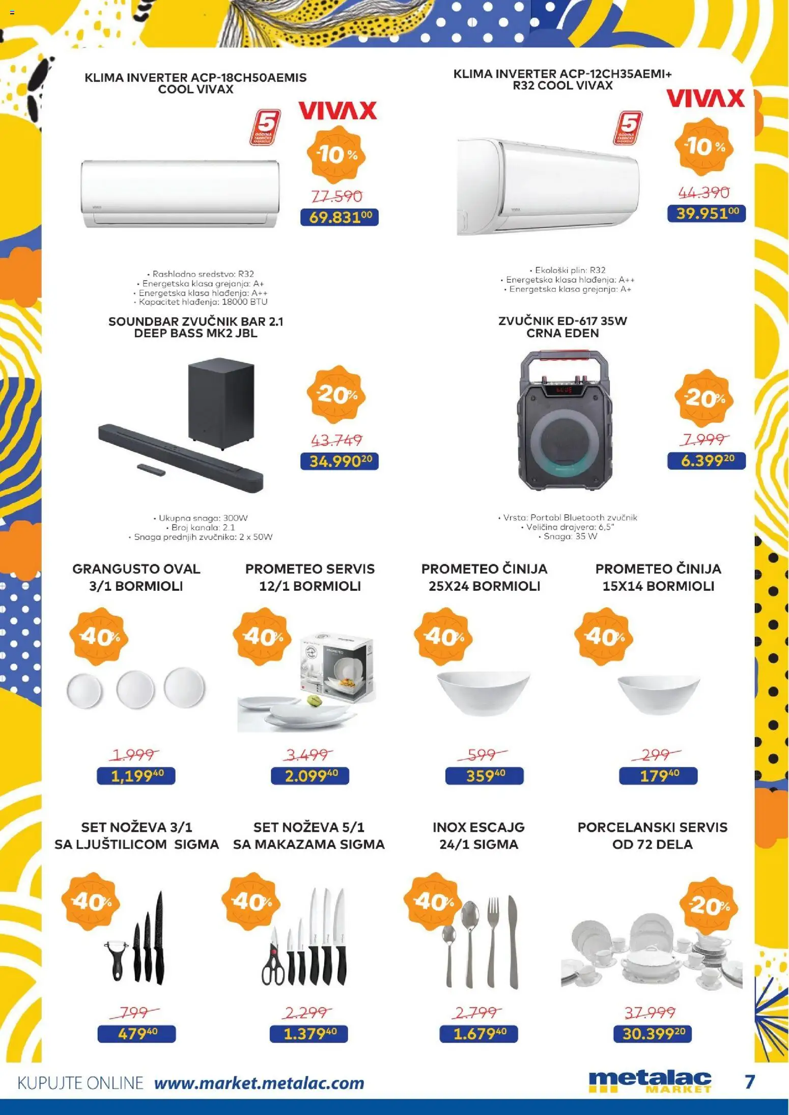 Metalac Market katalog - važi od 01.03.2026 | Strana: 7 | Proizvode: Escajg, Zvučnik, Klima