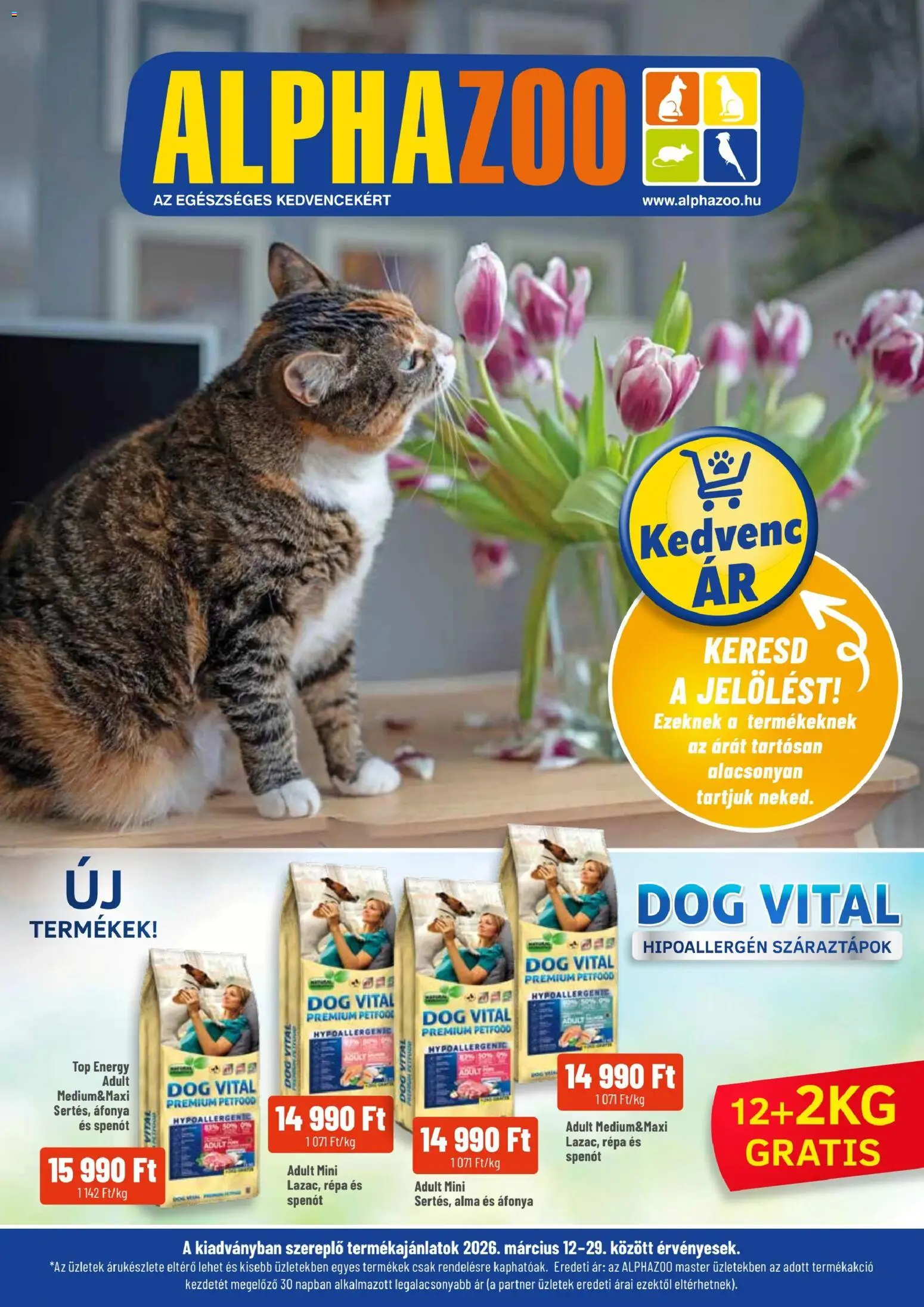 AlphaZoo akciós ujság - amely érvényes a következő dátumtól: 12.03.2026 | Oldal: 1 | Termékek: Áfonya, Alma, Répa, Spenót