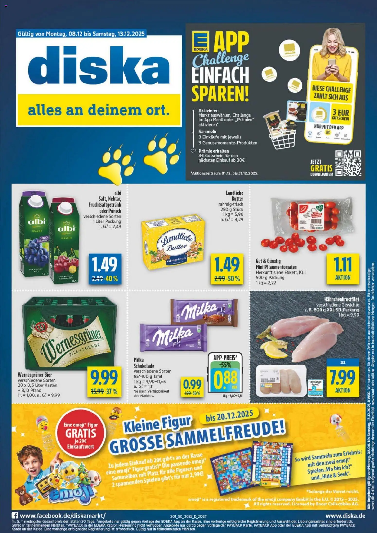 Diska - Diska Angebote Sachsen-Thüringen KW50 – gültig ab 08.12.2025 | Seite: 1 | Produkte: Butter, Bier, Wernesgruner, Milka