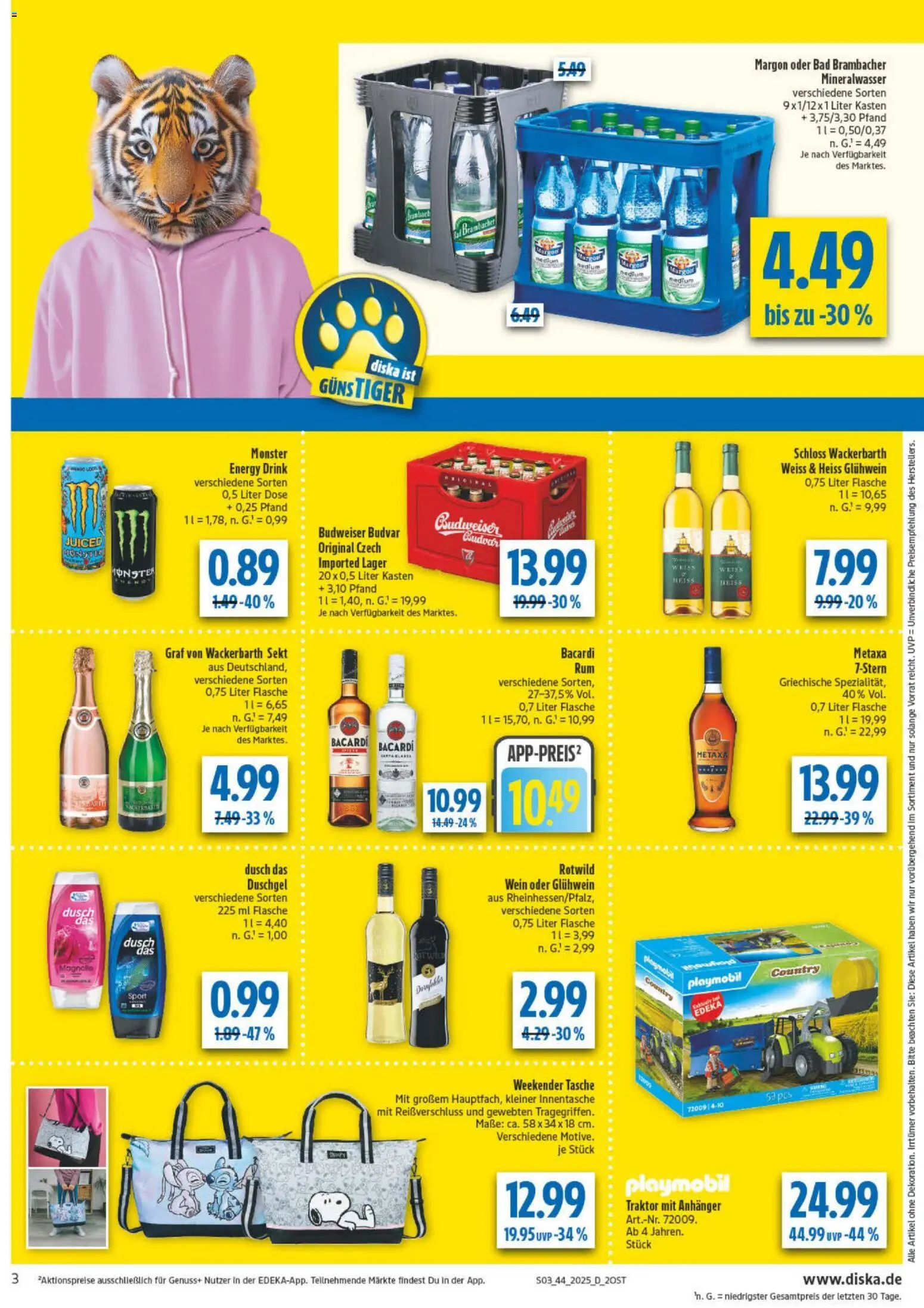 Diska - Diska Angebote Sachsen-Thüringen KW44 – gültig ab 27.10.2025 | Seite: 3 | Produkte: Bacardi, Energy, Sekt, Duschgel