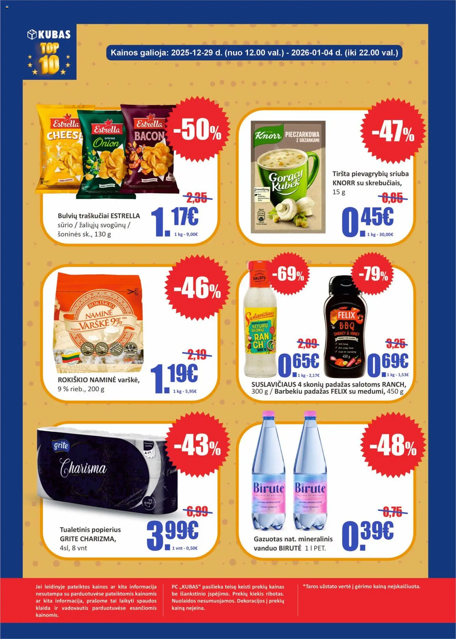 Kubas akcijos nuo 29.12.2025 | Puslapis: 2 | Prekių: Padažas, Tualetinis popierius, Traškučiai