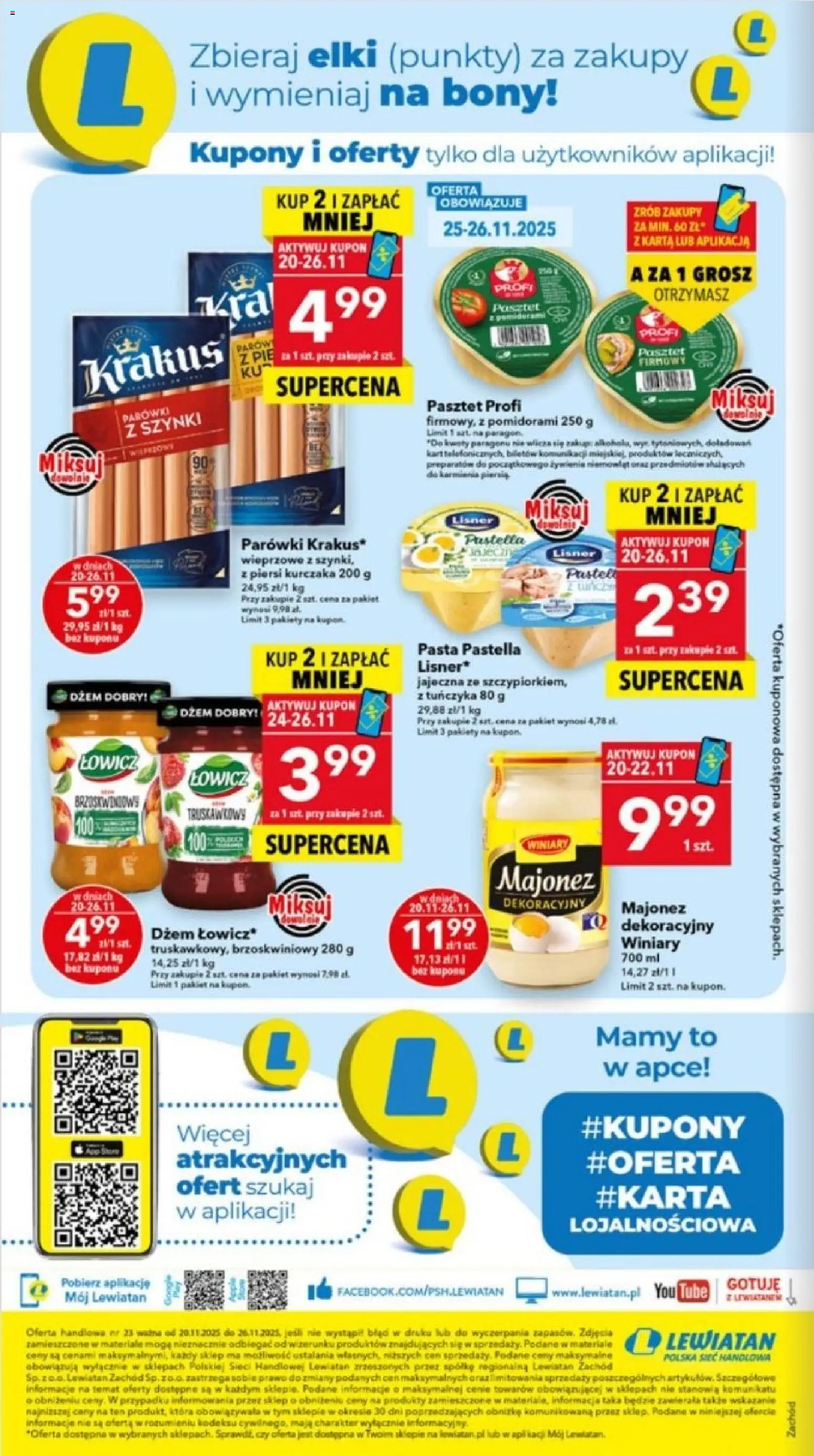 Lewiatan gazetka - Szczecin od 20.11.2025 | Strona: 8 | Produkty: Karta, Piersi, Parówki, Dżem