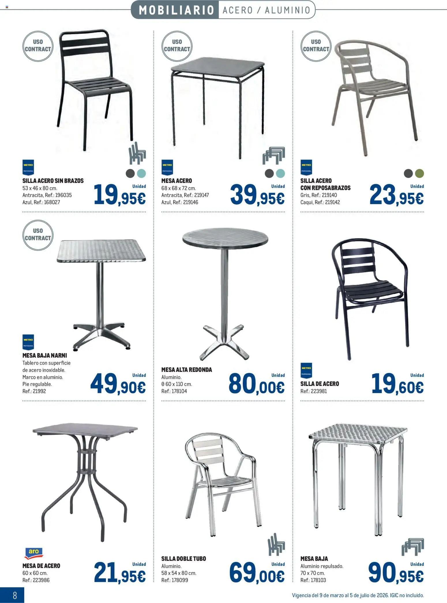 Makro - Especial Terrazas Canarias │ válido desde el 09.03.2026 | Página: 8 | Productos: Marco, Mesa, Silla, Mesa alta