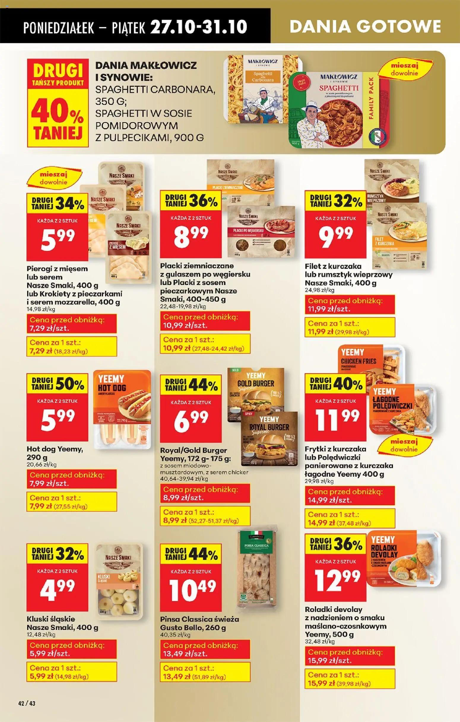 Biedronka gazetka od 27.10.2025 | Strona: 52 | Produkty: Placki ziemniaczane, Krokiety, Pinsa, Frytki