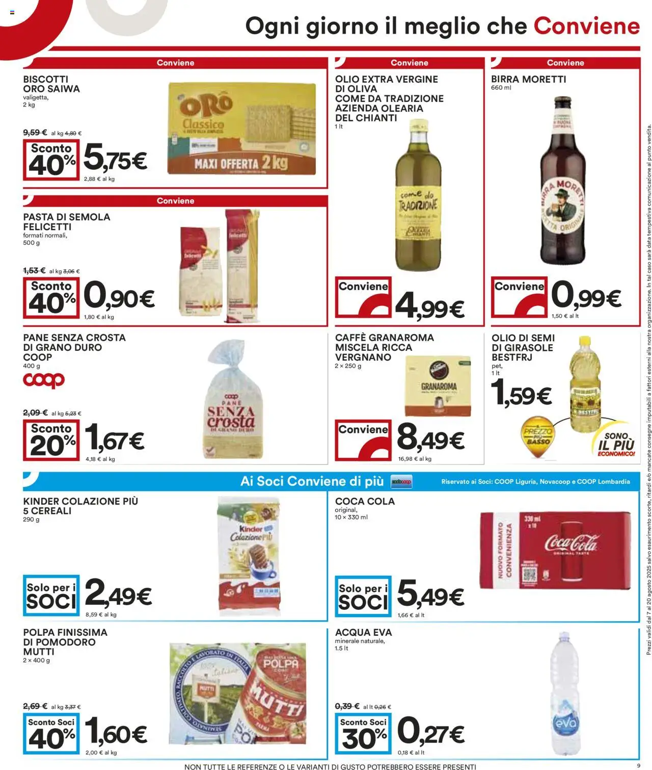 Volantino COOP del 07.08.2025 | Pagina: 9 | Prodotti: Pomodoro, Olio, Mutti, Coca Cola