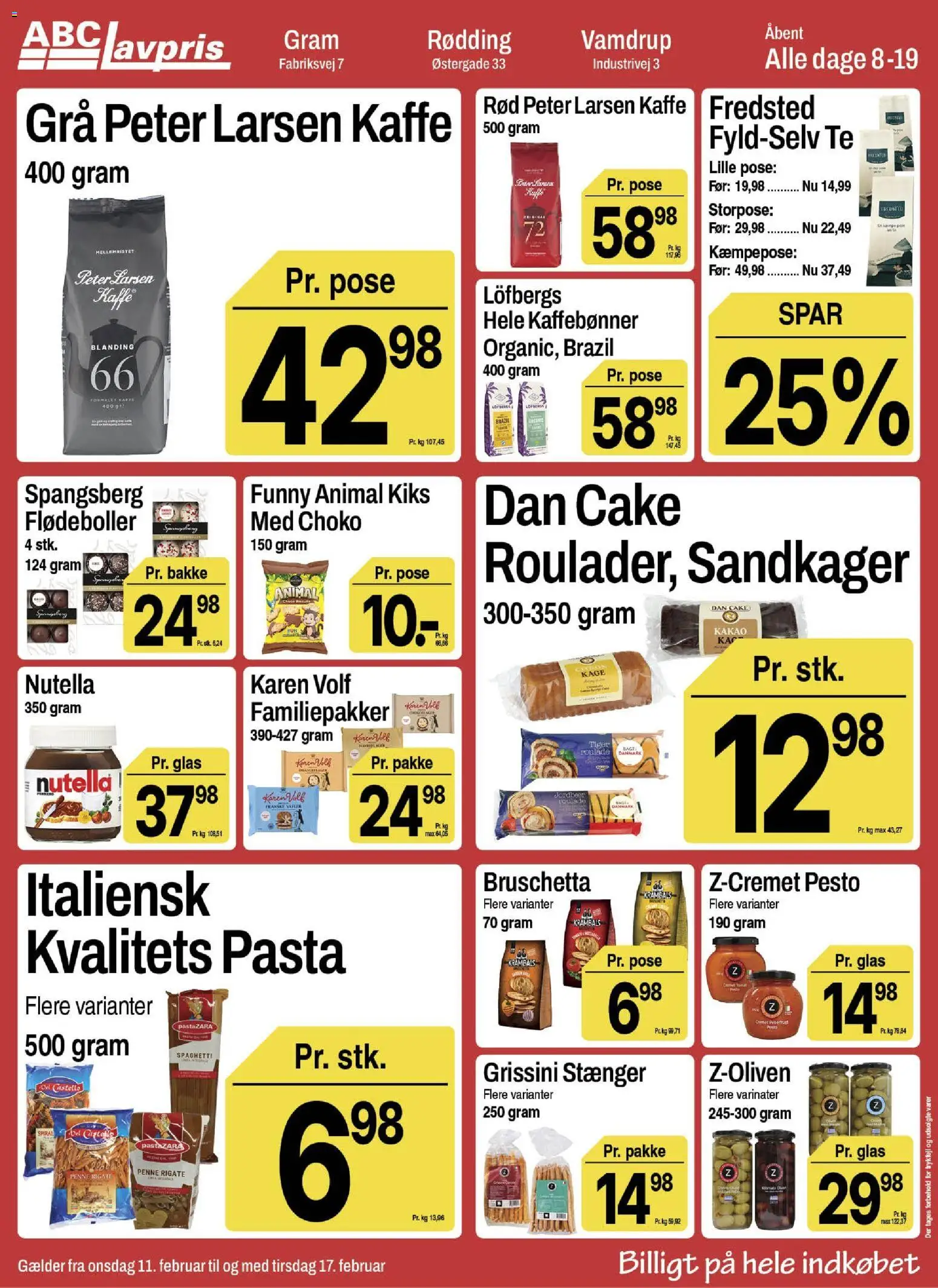 Abc Lavpris tilbudsavis – gyldig fra 11.02.2026 | Side: 8 | Produkter: Pasta, Flødeboller, PC, Nutella