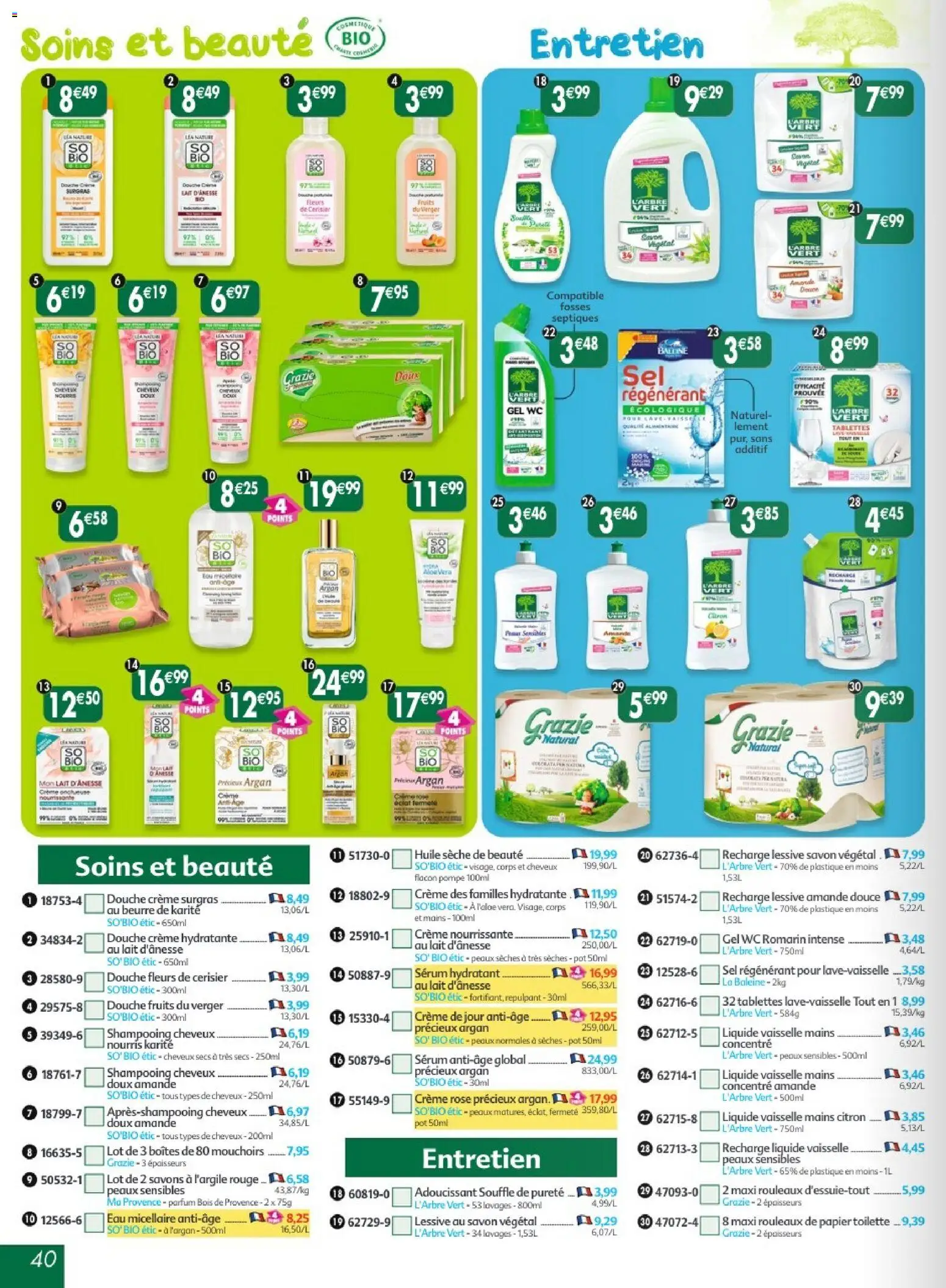 {H1} | Page: 40 | Produits: Amande, Parfum, Beurre de karité, Mouchoirs