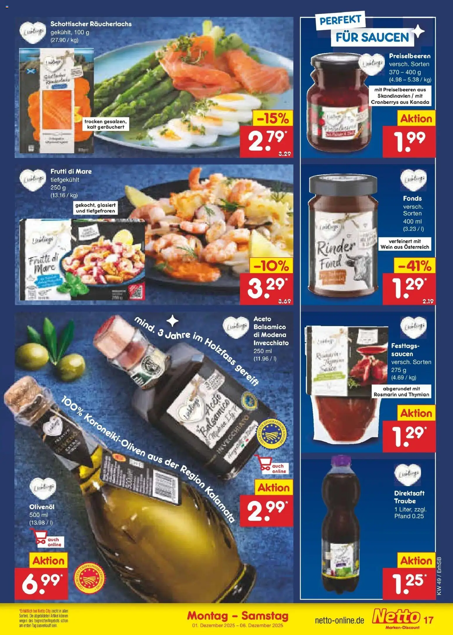 Netto Marken-Discount prospekt München	 – gültig ab 01.12.2025 | Seite: 19 | Produkte: Balsamico, Olivenol, Räucherlachs, Wein