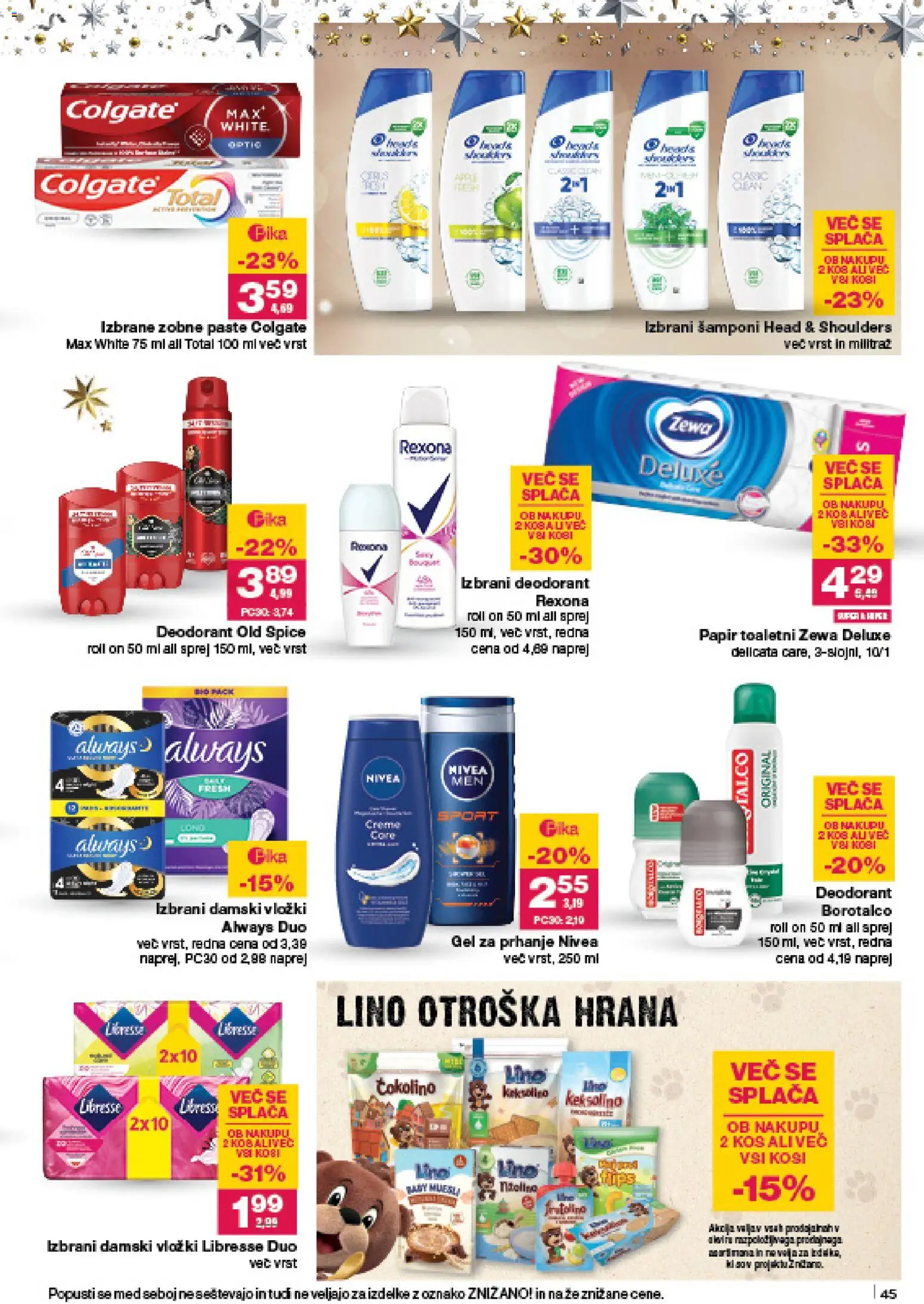 Novi Mercator katalog ponudbe – veljaven od 18.12.2025 | Stran: 45 | Izdelki: Gel za prhanje, Vložki, Kos, Čokolino