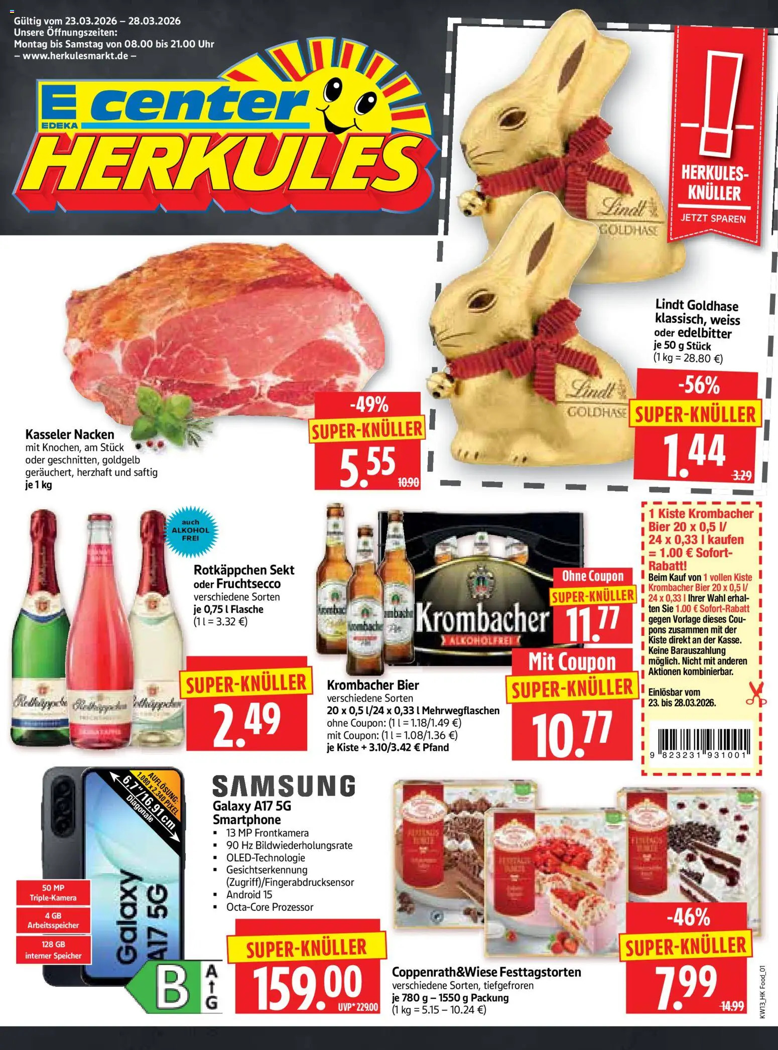 HERKULES Prospekt 	 – gültig ab 23.03.2026 | Seite: 1 | Produkte: Krombacher, Rotkäppchen, Lindt, Uhr