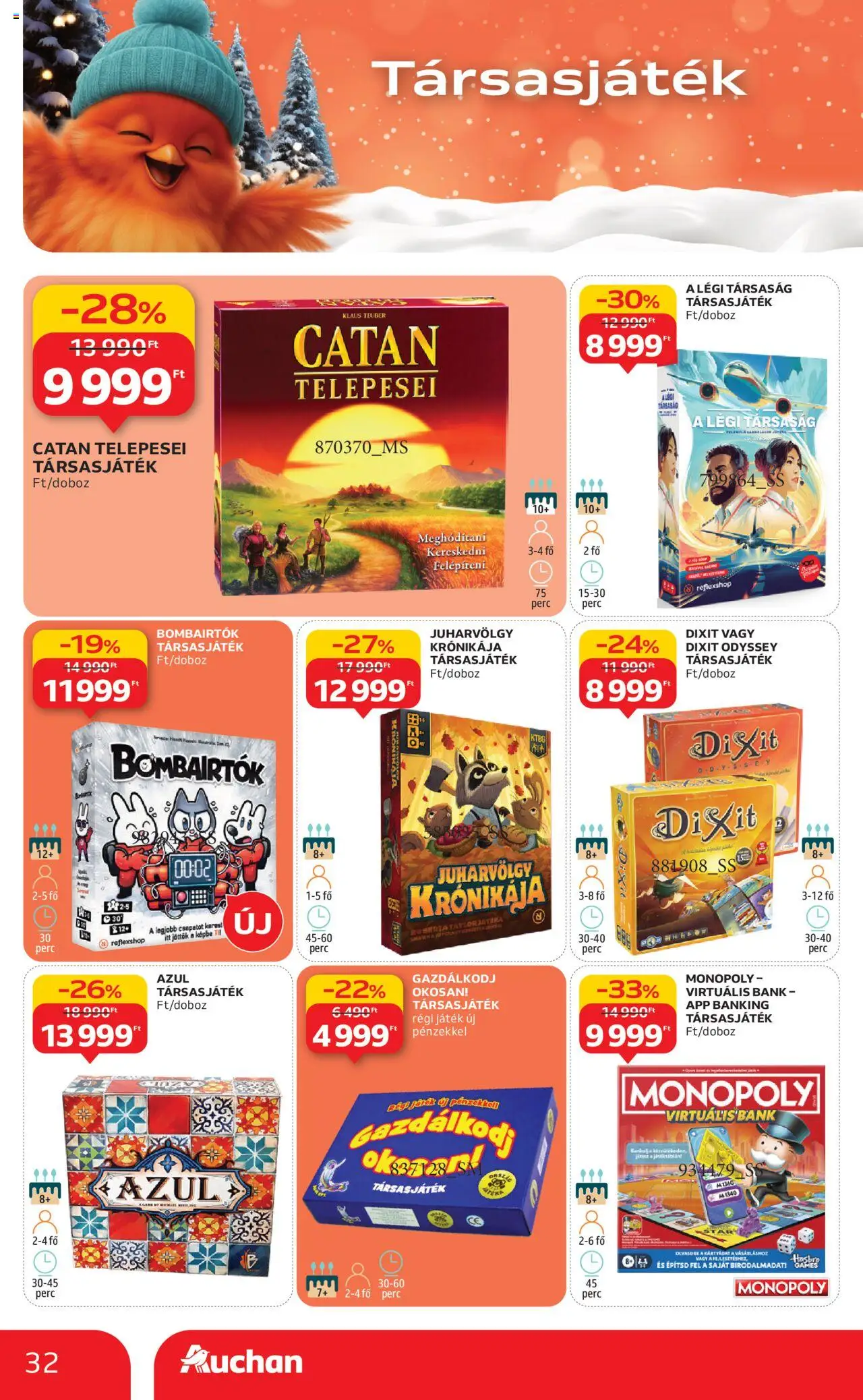 Auchan akciós ujság - amely érvényes a következő dátumtól: 24.10.2025 | Oldal: 32 | Termékek: Társasjáték