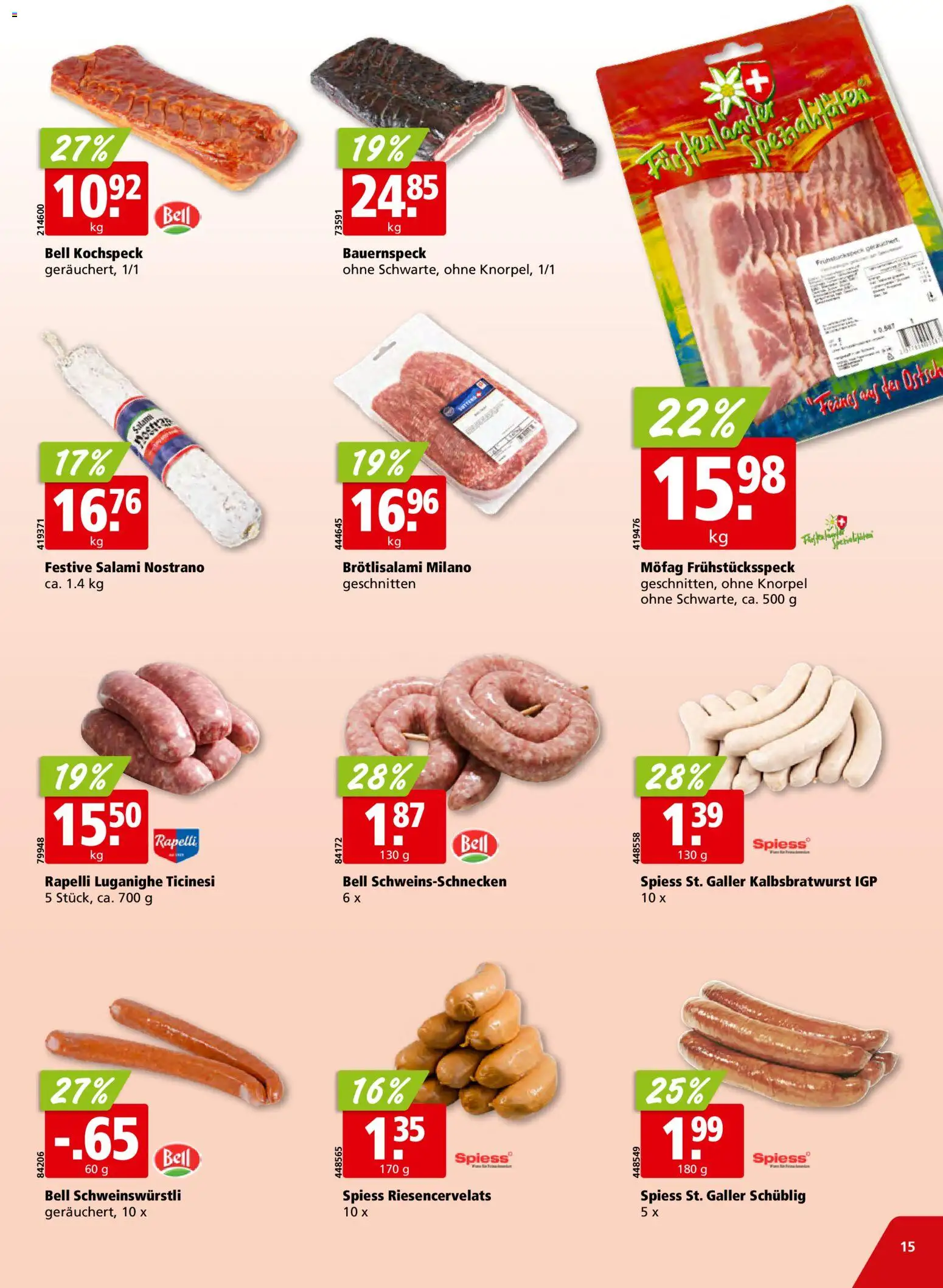 Aligro Aktionen Schlieren, Gossau SG, Frauenfeld, Rapperswil-Jona, Sargans, Bern, Brüttisellen, Pratteln, Emmen, Spreitenbach – gültig ab 27.12.2025 | Seite: 15 | Produkte: Salami