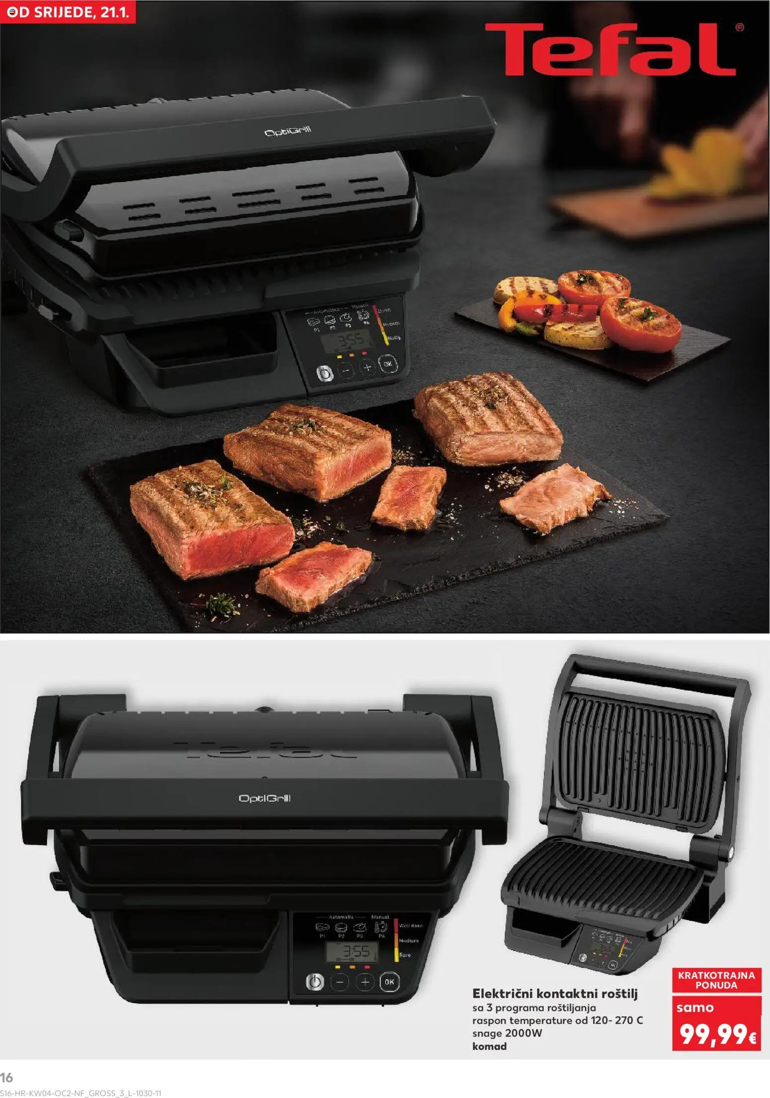 Kaufland HR akciós ujság - amely érvényes a következő dátumtól: 21.01.2026 | Oldal: 16 | Termékek: Tefal