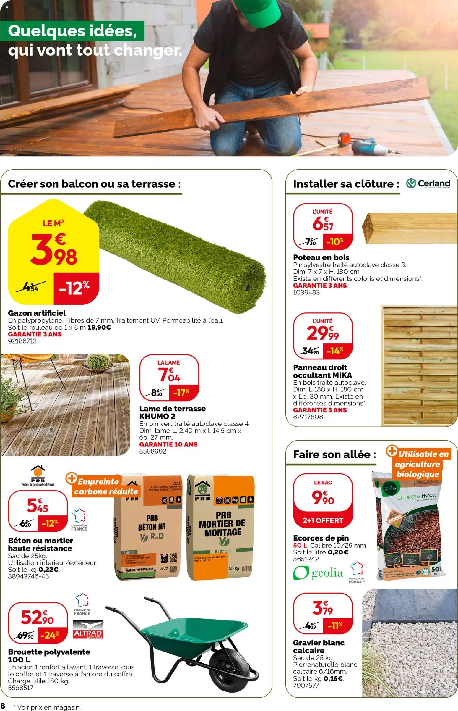 {H1} | Page: 8 | Produits: Écorces de pin, Sac, Gravier, Gazon