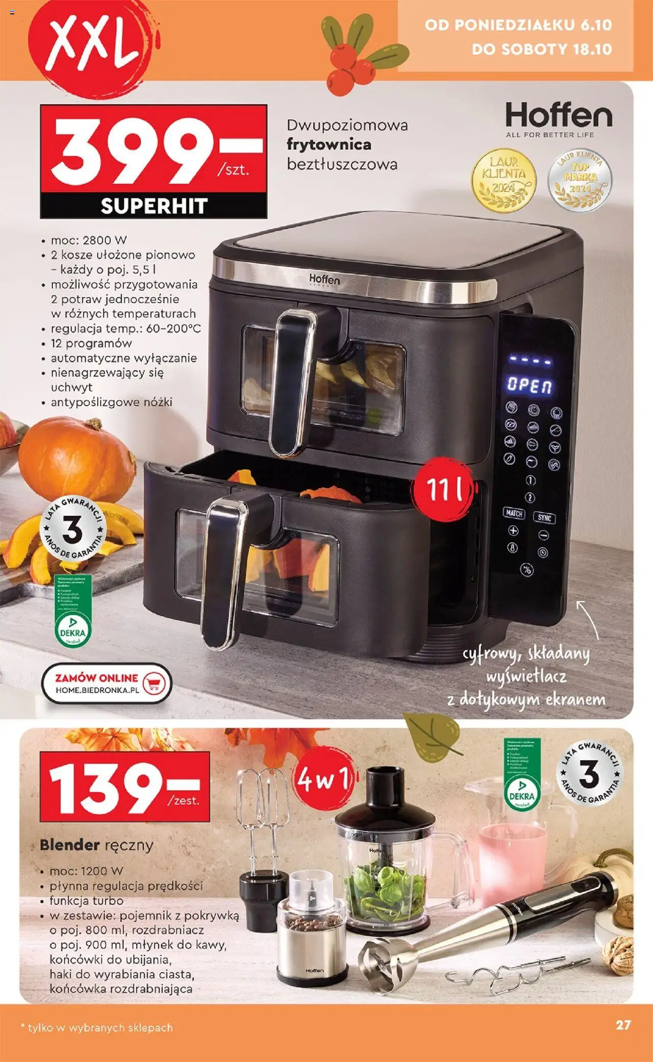 Biedronka gazetka - Hity i inspiracje od 06.10.2025 | Strona: 27 | Produkty: Blender ręczny, Młynek, Blender