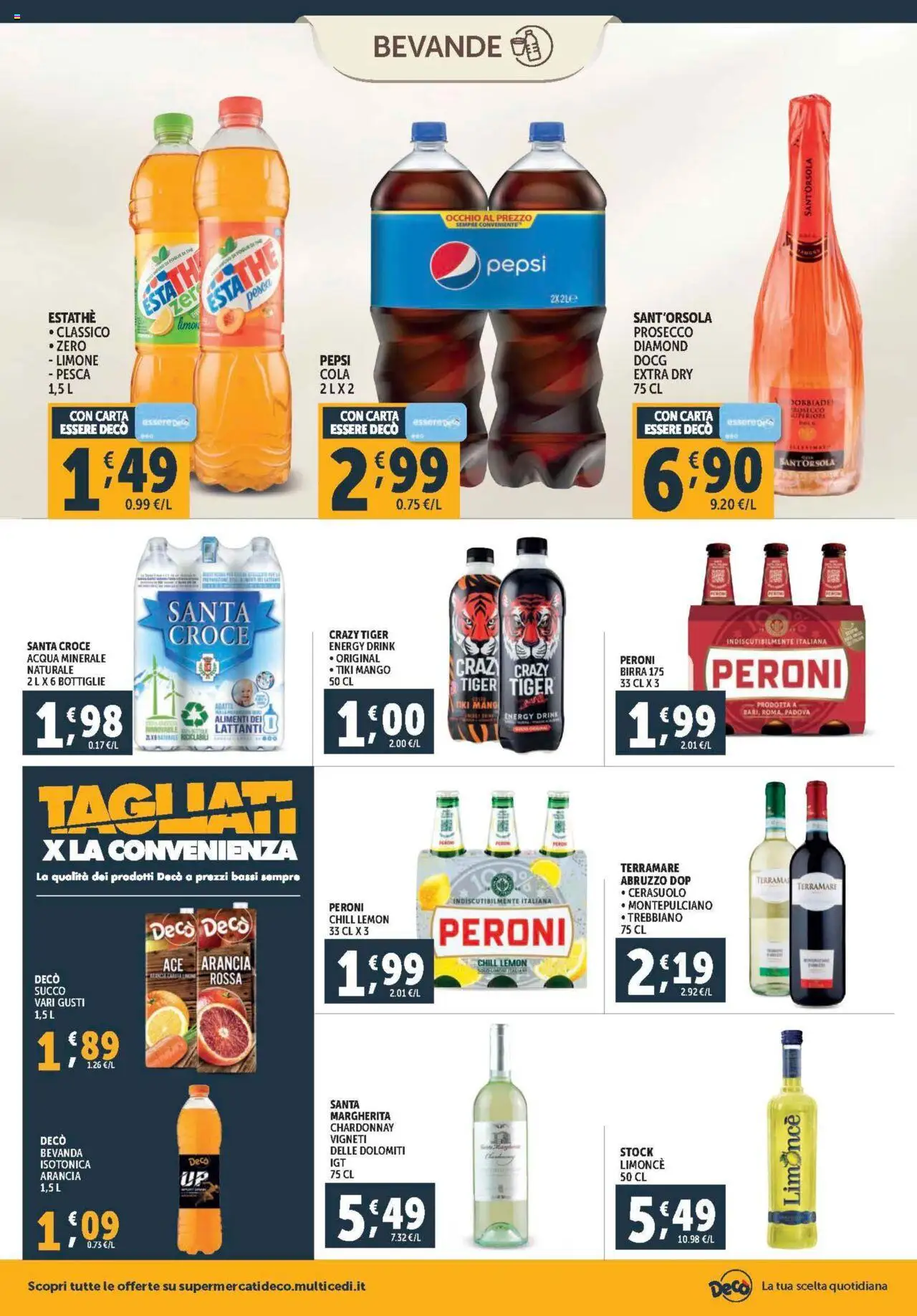 Volantino Decò del 08.08.2025 | Pagina: 14 | Prodotti: Succo, Prosecco, Acqua, Arancia