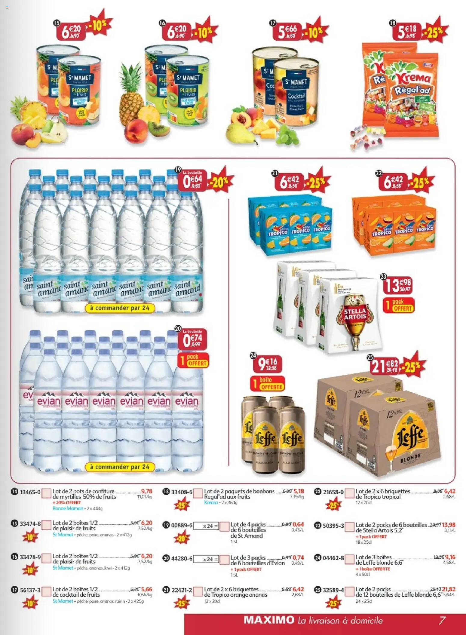 {H1} | Page: 7 | Produits: Myrtilles, Orange, Raisin, Ananas