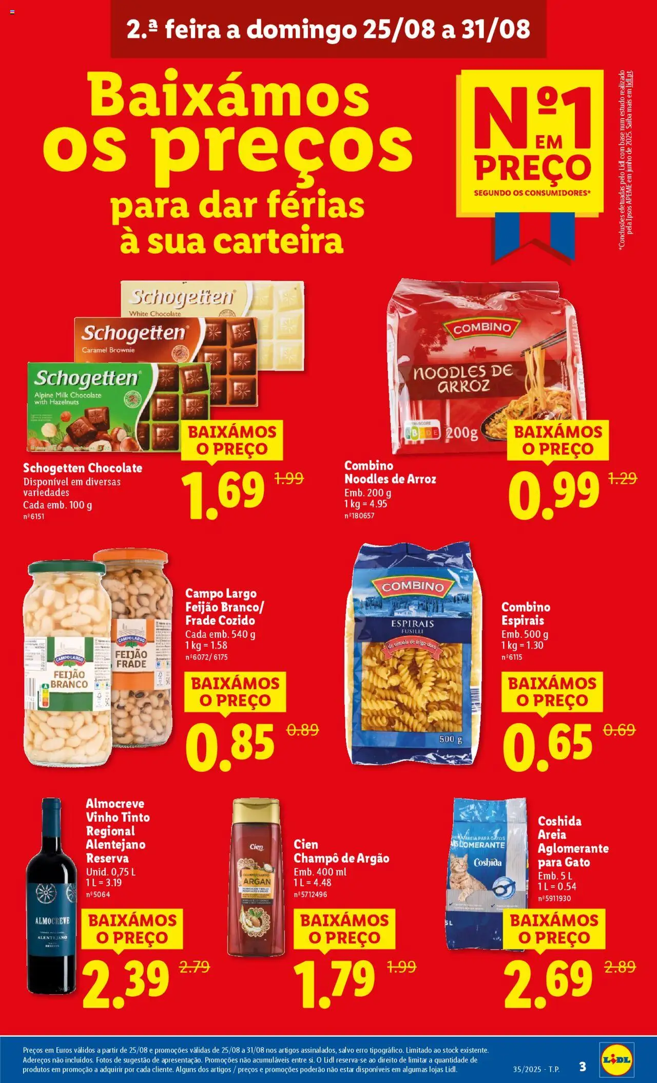 Lidl folheto │ válido de 25.08.2025 | Página: 3 | Produtos: Carteira, Areia, Chocolate, Vinho tinto