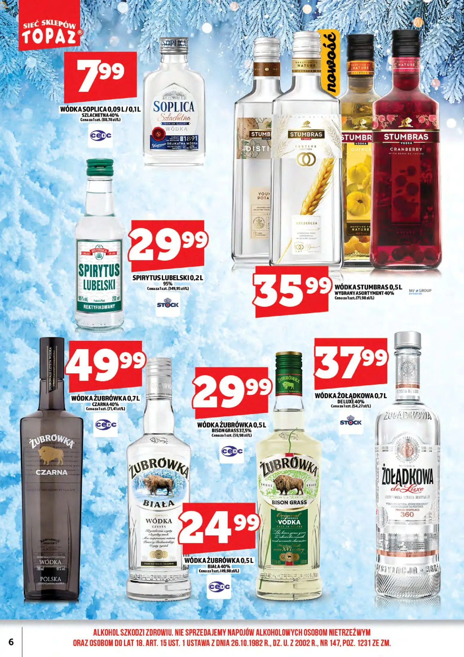 Topaz Gazetka alkoholowa od 15.12.2025 | Strona: 8 | Produkty: Żubrówka, Vodka, Alkohol, Wódka