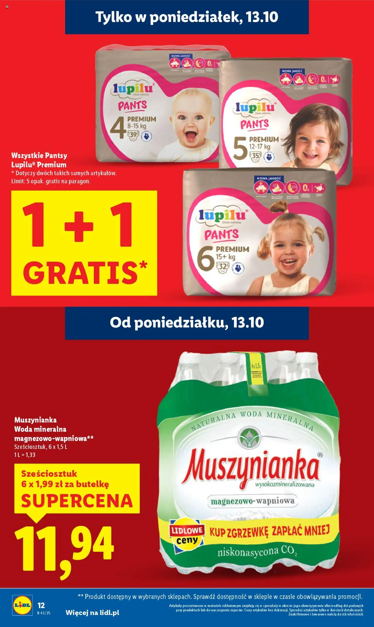 Lidl Gazetka od 13.10.2025 | Strona: 12 | Produkty: Muszynianka, Woda