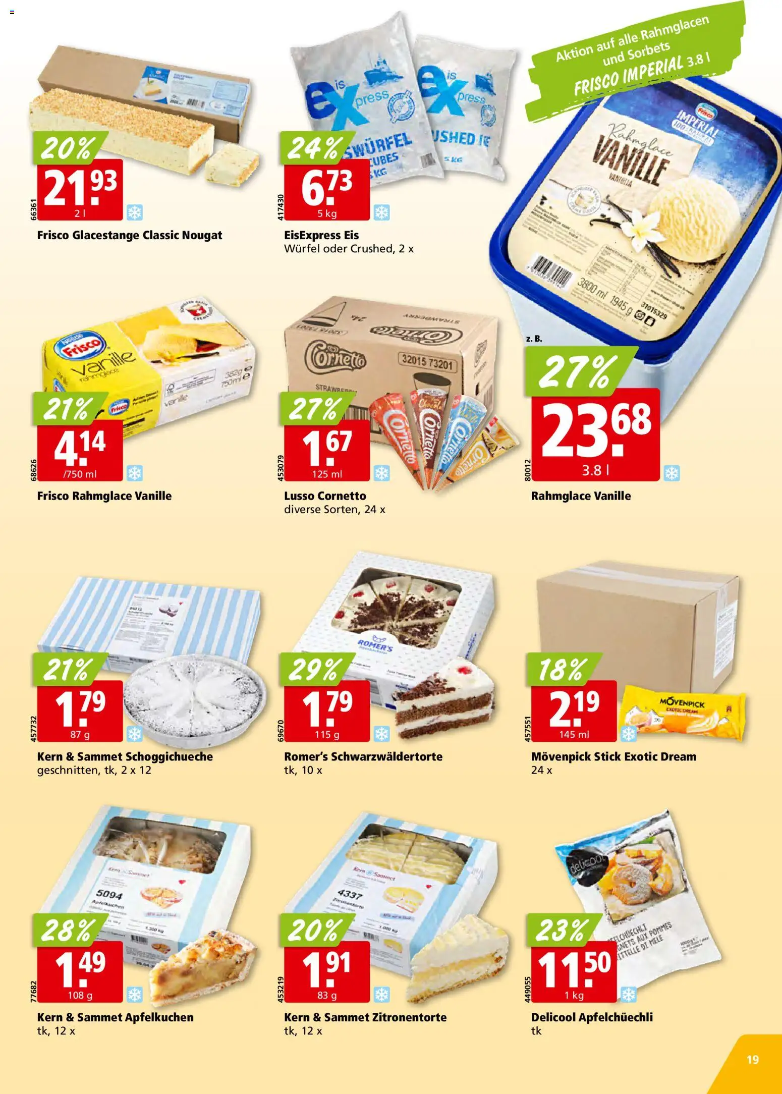 Aligro Aktionen Schlieren, Gossau SG, Frauenfeld, Rapperswil-Jona, Sargans, Bern, Brüttisellen, Pratteln, Emmen, Spreitenbach – gültig ab 27.12.2025 | Seite: 19 | Produkte: Eis