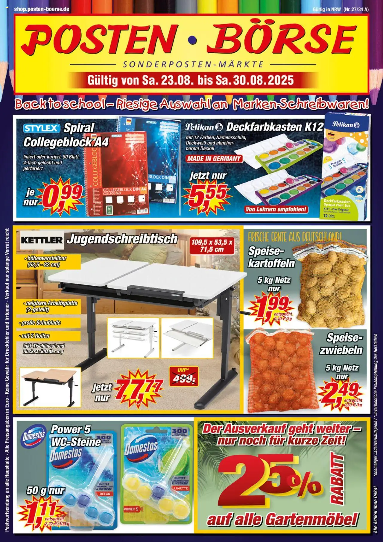 Posten Börse Prospekt - gültig ab dem 23.08.2025 | Seite: 1 | Produkte: Gartenmöbel, Box, Zwiebeln, Limette