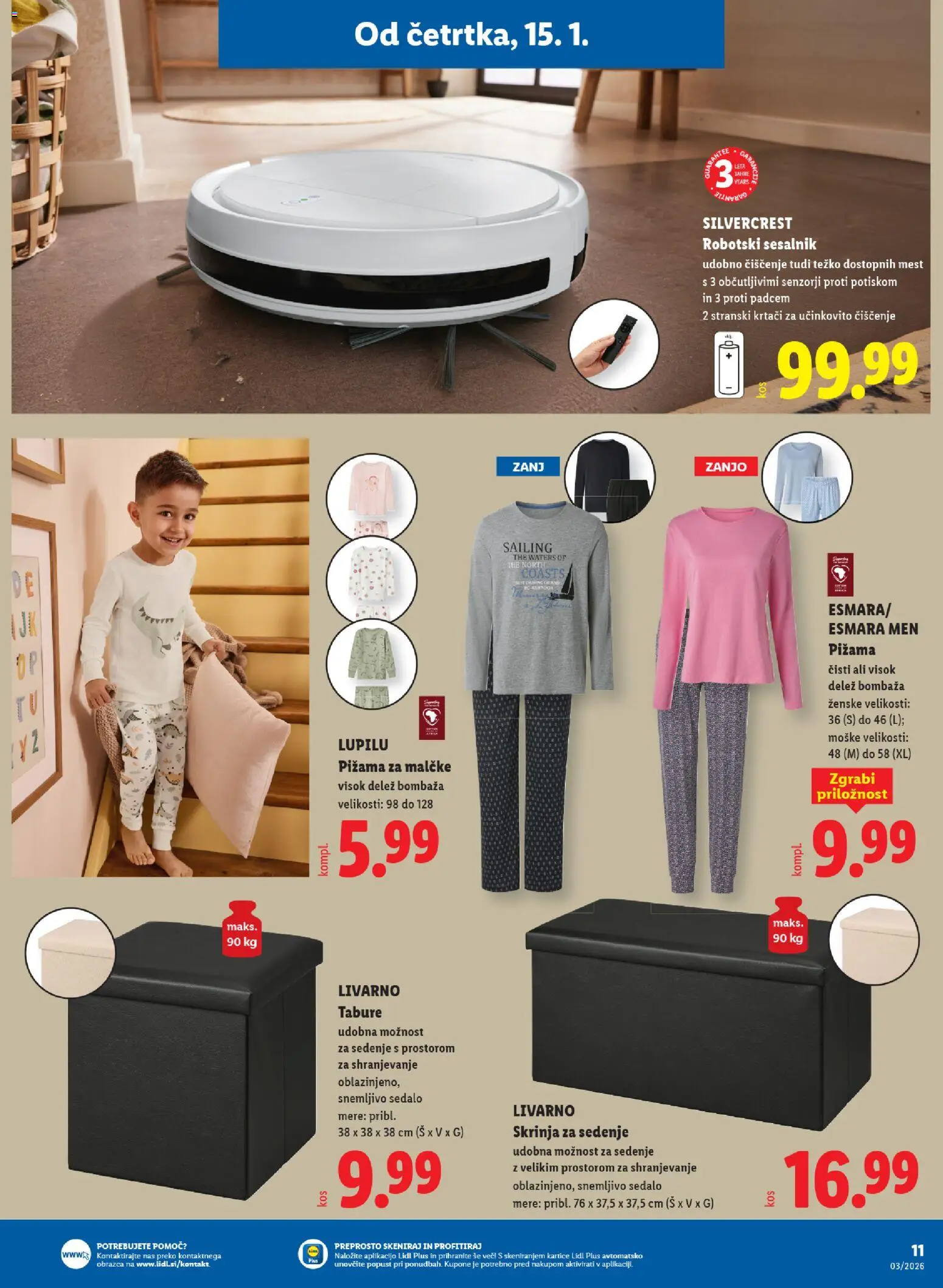 Novi Lidl katalog ponudbe – veljaven od 15.01.2026 | Stran: 17 | Izdelki: Pižama, Tabure, Sesalnik