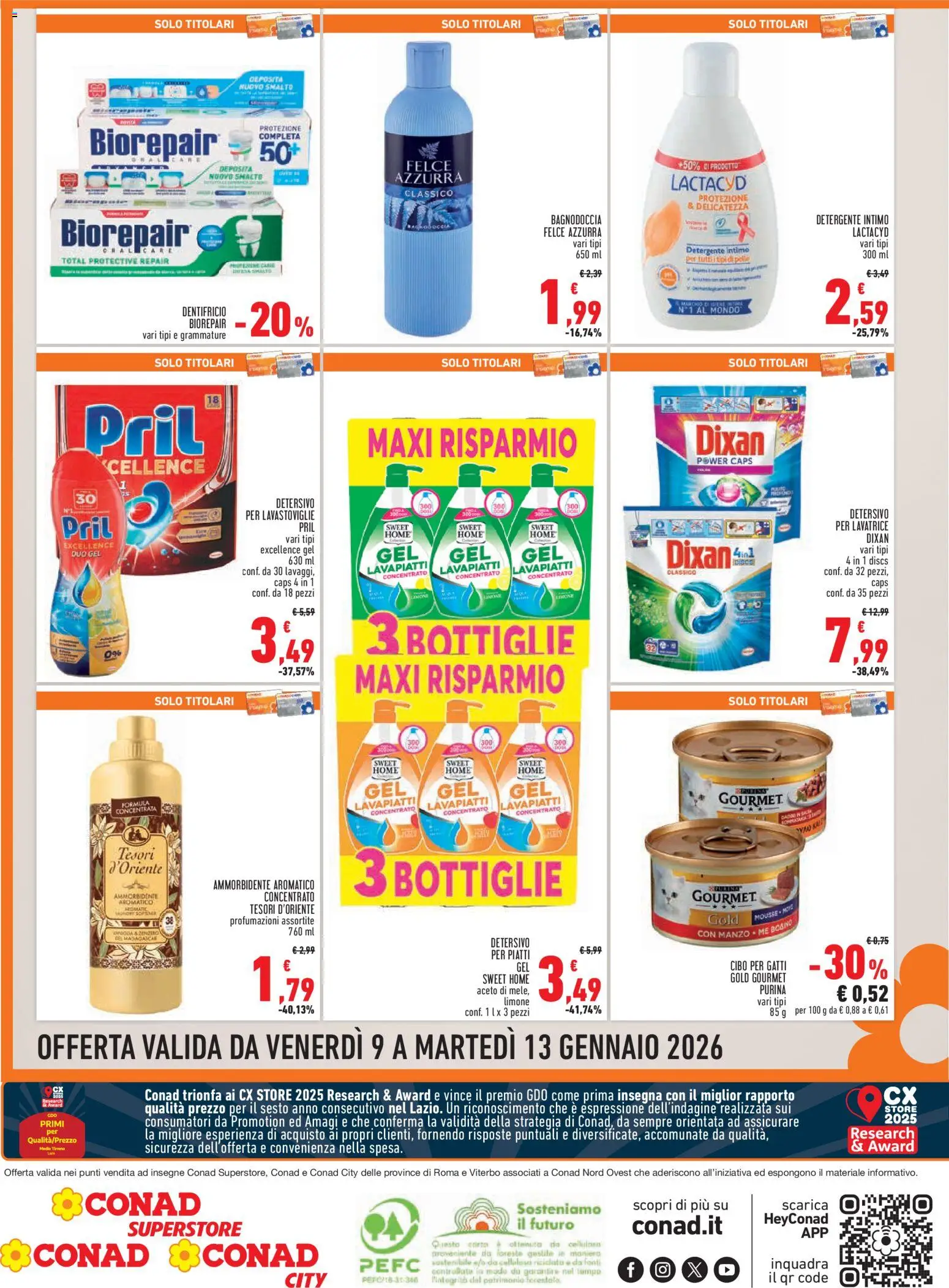 Volantino Conad del 09.01.2026 | Pagina: 8 | Prodotti: Manzo, Limone, Lavatrice, Aceto