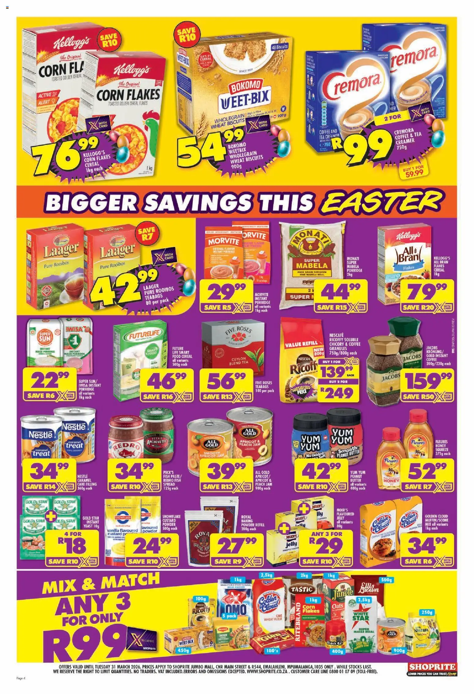 New Shoprite catalogue – valid from 19.03.2026 | Page: 4 | Products: Oats, Biscuits, Fish, Peanut butter