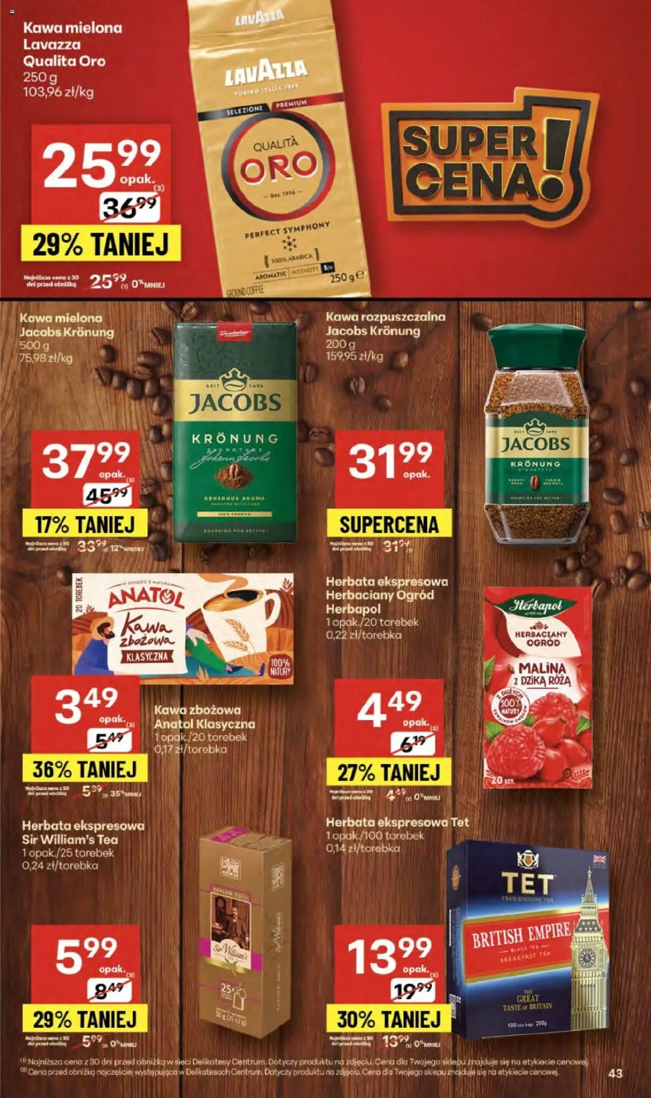 Delikatesy Centrum Gazetka - Sklepy Własne od 18.09.2025 | Strona: 43 | Produkty: Malina, Kawa rozpuszczalna, Kawa, Herbata