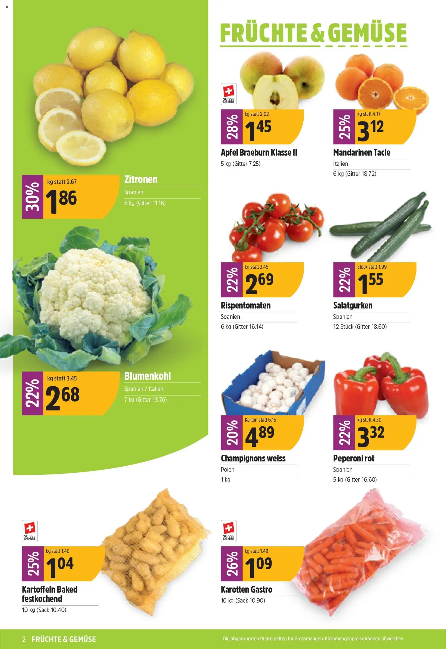 TopCC Aktionen – gültig ab 05.01.2026 | Seite: 2 | Produkte: Gitter, Gemüse, Mandarinen, Früchte