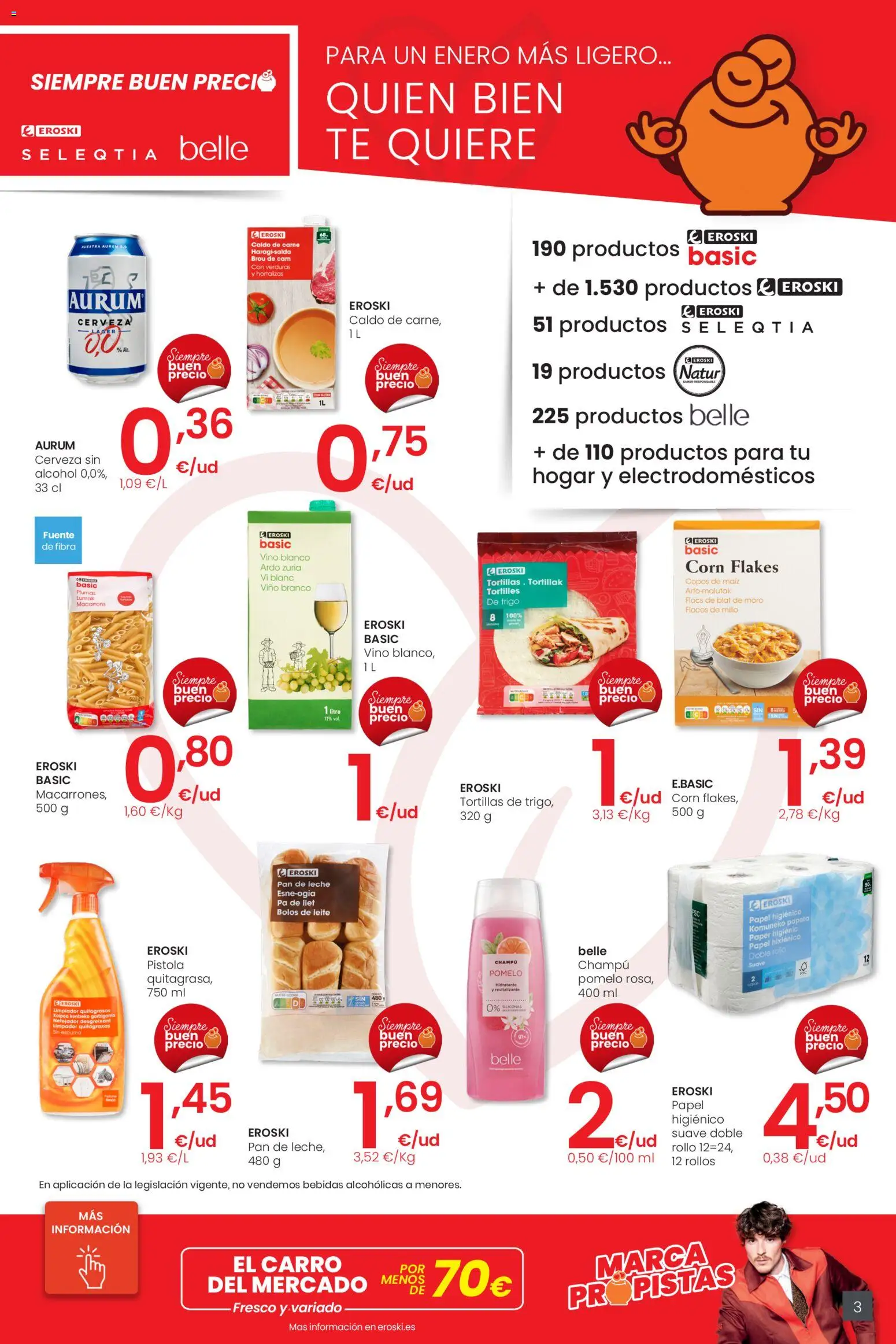 Eroski - City │ válido desde el 05.01.2026 | Página: 3 | Productos: Leche, Pan, Copos, Pan de leche