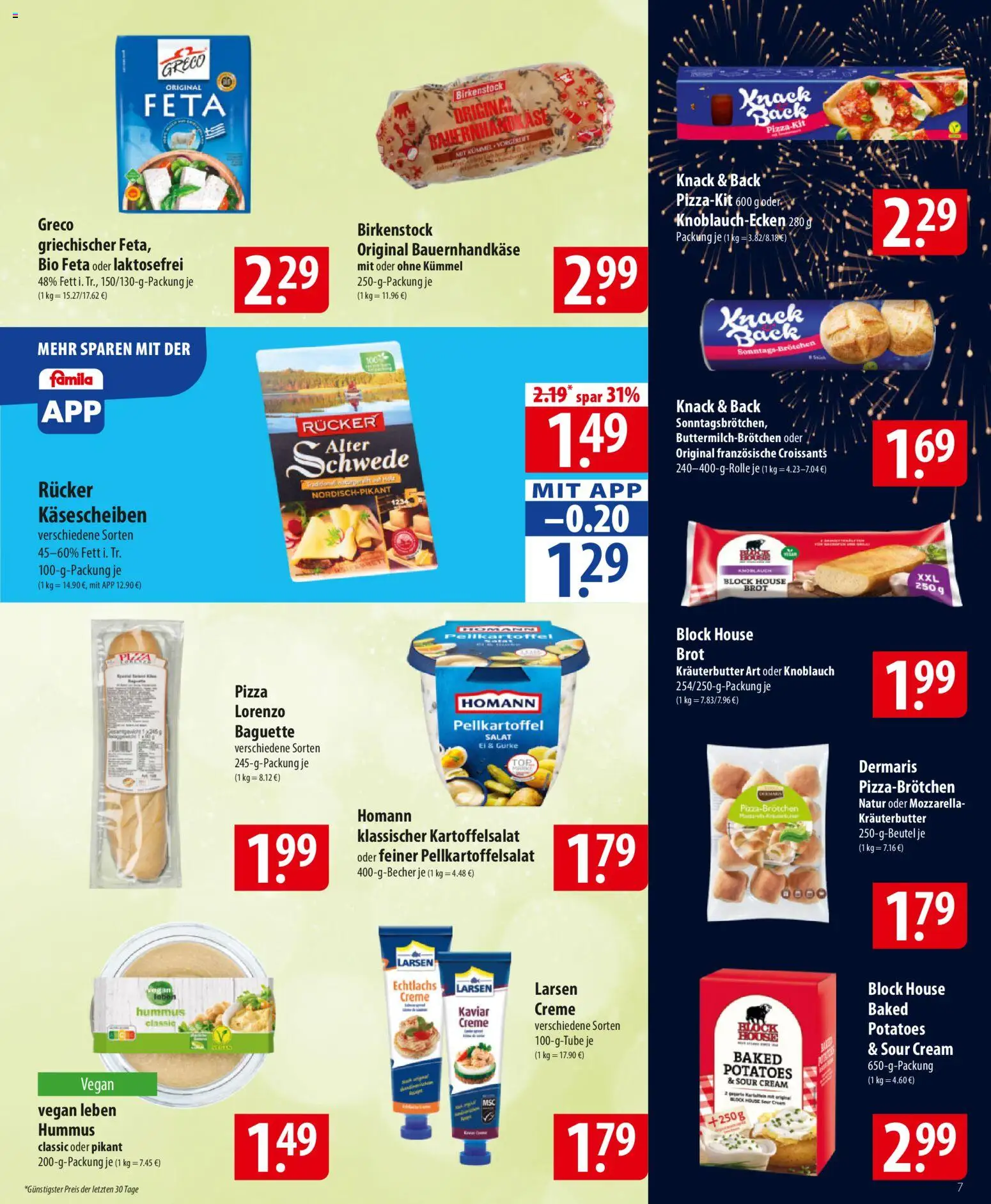 Famila Prospekt 	 – gültig ab 29.12.2025 | Seite: 7 | Produkte: Feta, Baguette, Kräuterbutter, Knoblauch