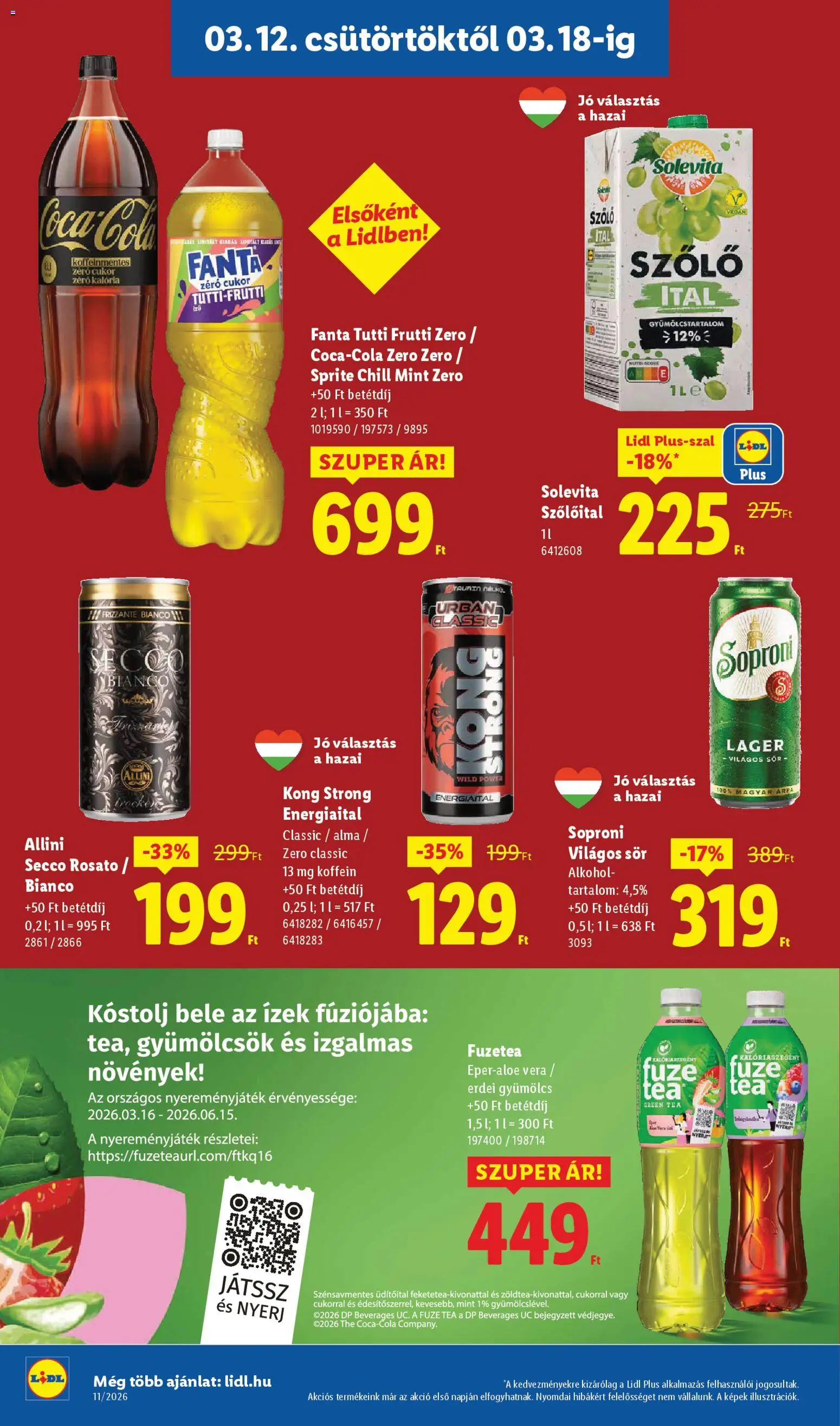Lidl akciós ujság - amely érvényes a következő dátumtól: 12.03.2026 | Oldal: 16 | Termékek: Alkohol, Gyümölcs, Fanta, Alma