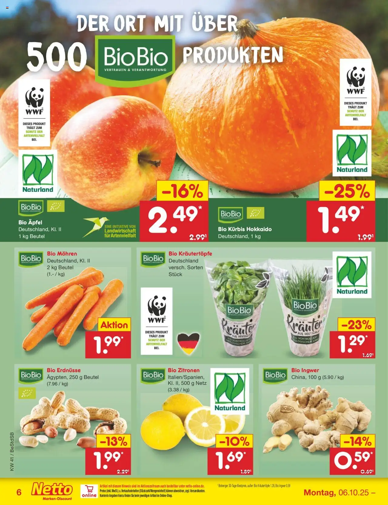 Netto Marken-Discount Prospekt 	 – gültig ab 06.10.2025 | Seite: 6 | Produkte: Äpfel, Mohren, Kürbis, Zitronen