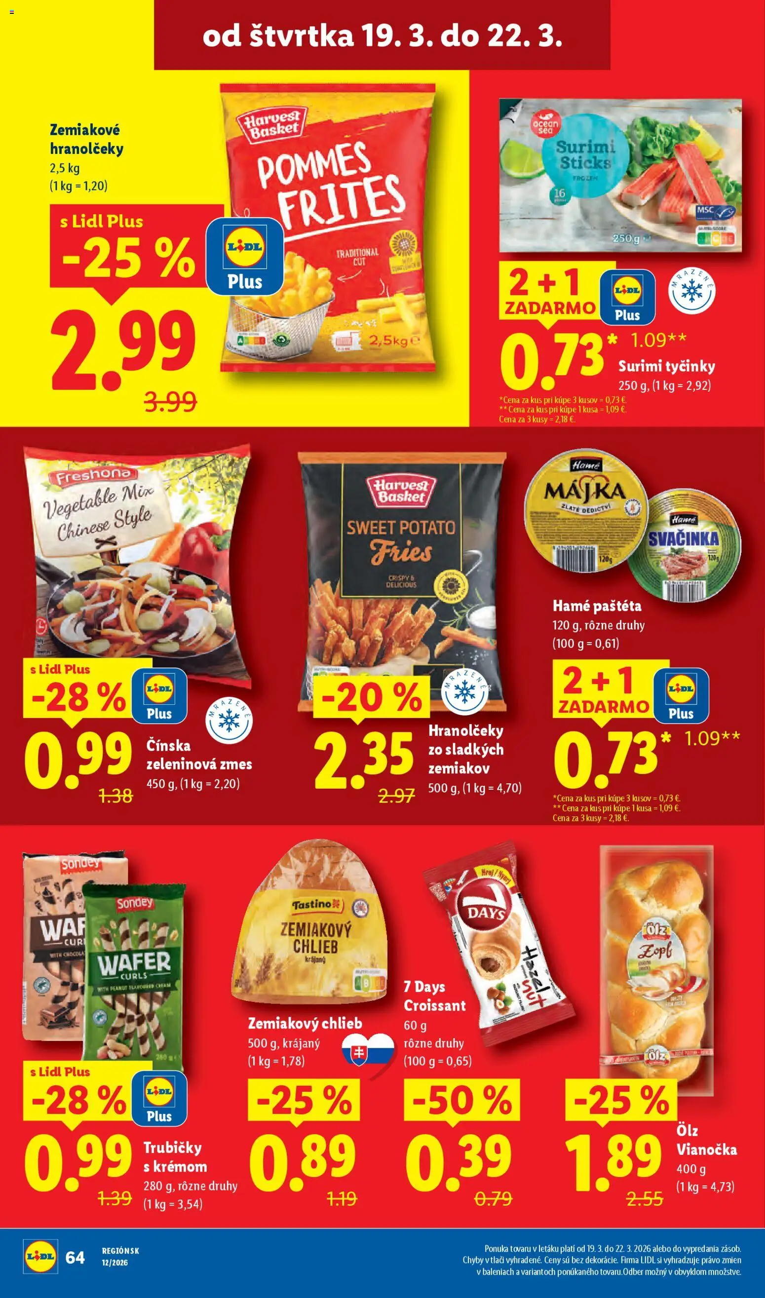 Nové Lidl akcie – leták je platný od 19.03.2026 | Strana: 18 | Produkty: Chlieb, Croissant, Vianočka