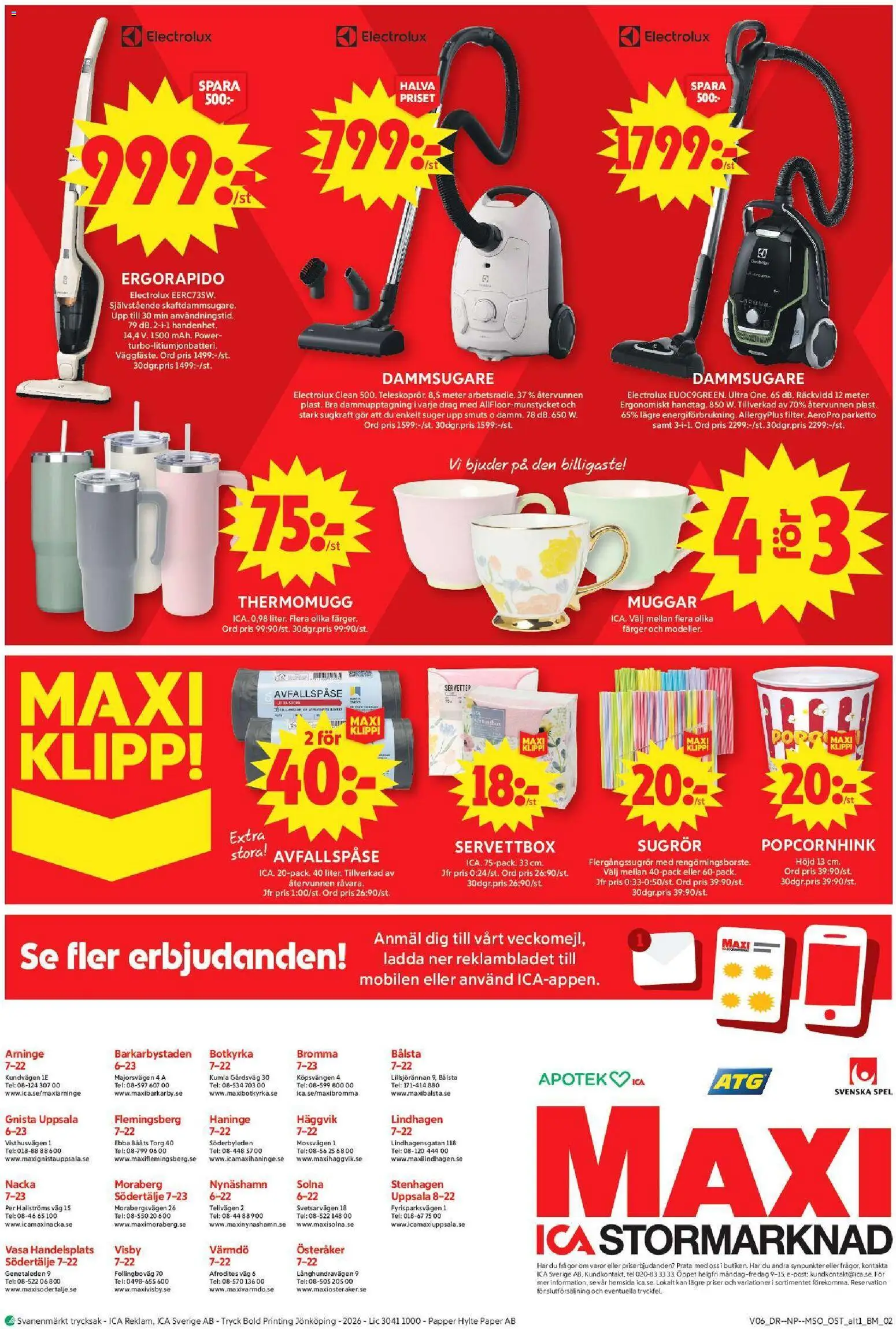 ICA Maxi reklamblad aktuell från 02.02.2026 | Sida: 12 | Produkter: Dammsugare, Papper, Servetter, Popcorn