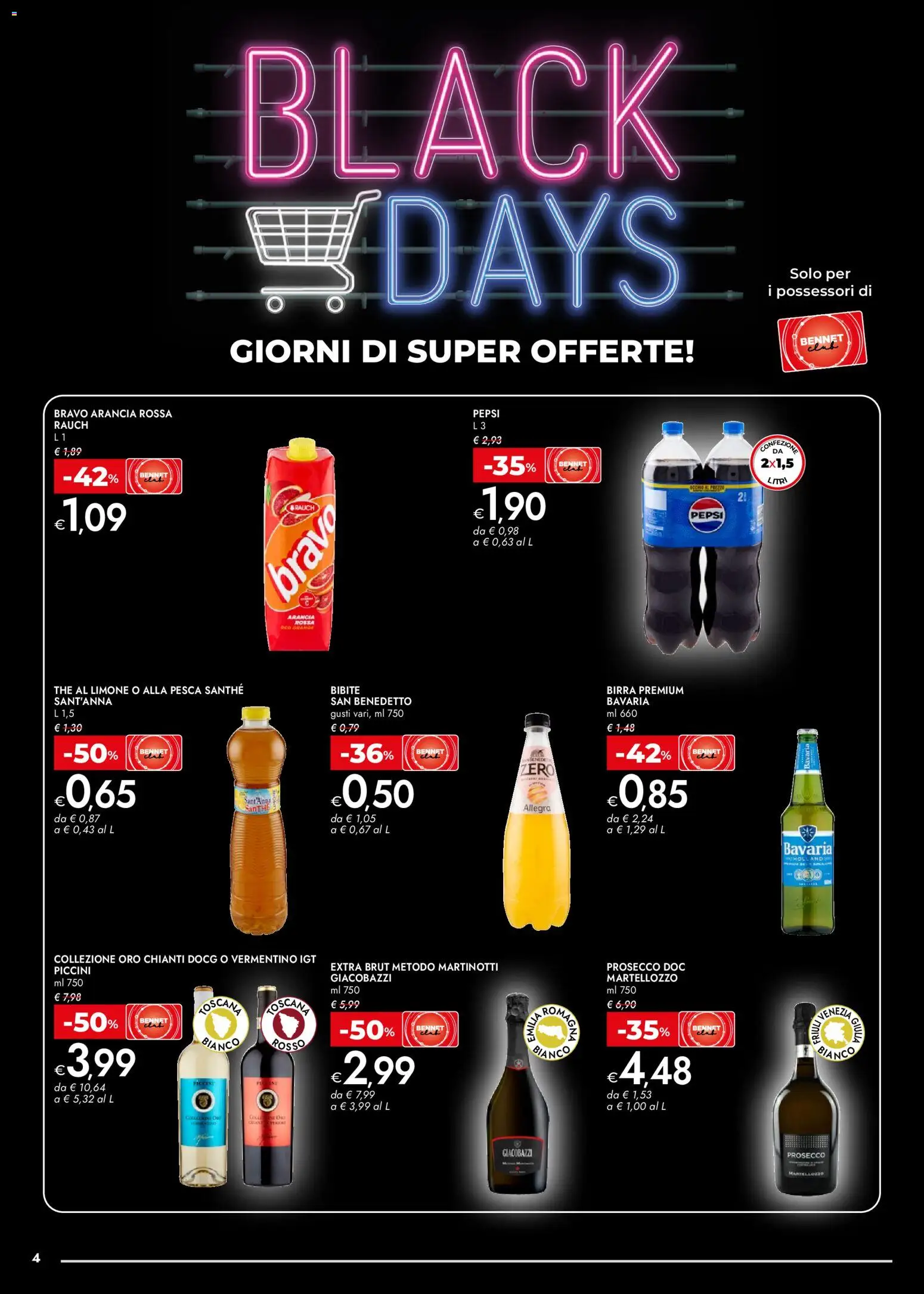 Volantino bennet del 13.11.2025 | Pagina: 4 | Prodotti: Prosecco, Limone, The, Arancia