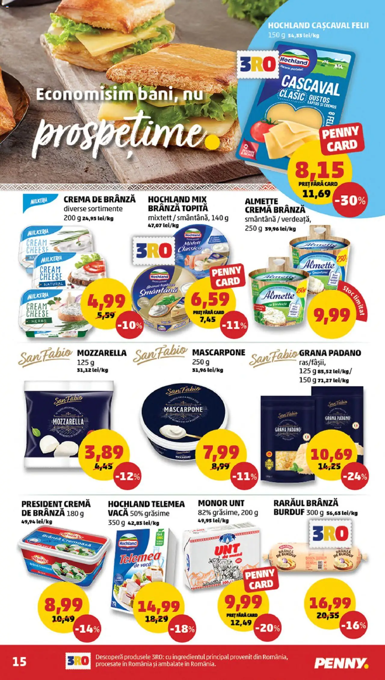 Noul catalog PENNY – valabil de la 15.10.2025 | Pagină: 15 | Produse: Mozzarella, Brânză, Cremă de brânză, Smântână