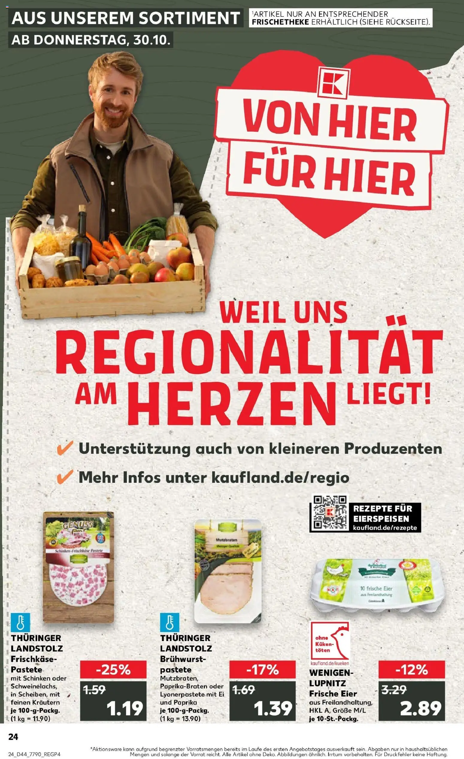 Kaufland prospekt Leinefelde-Worbis	 – gültig ab 30.10.2025 | Seite: 24 | Produkte: Eier, Paprika, Schinken, Frischkase