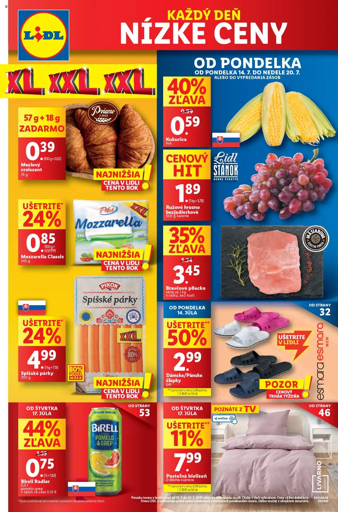 Lidl leták │ platný od 14.07.2025 | Strana: 1 | Produkty: Tv, Croissant, Radler