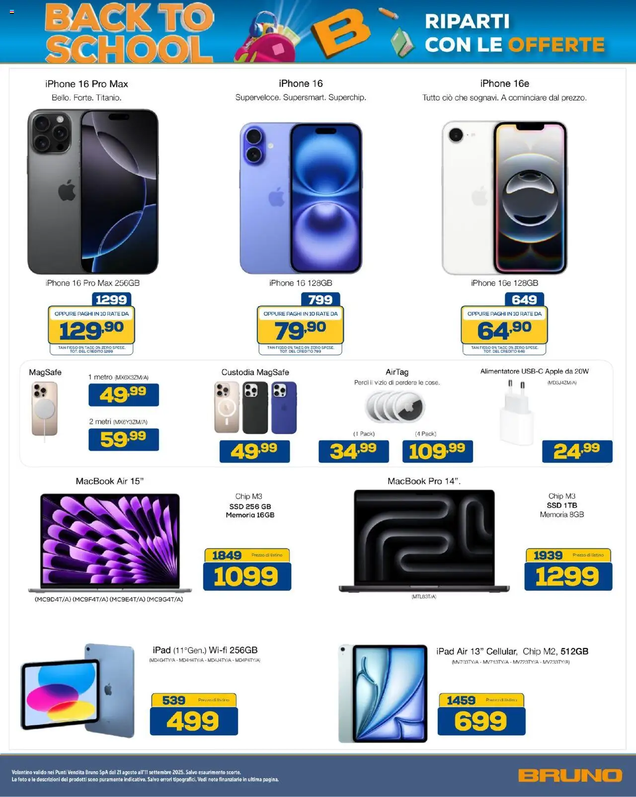 Volantino BRUNO del 21.08.2025 | Pagina: 12 | Prodotti: Macbook air, Iphone, Ipad, Macbook