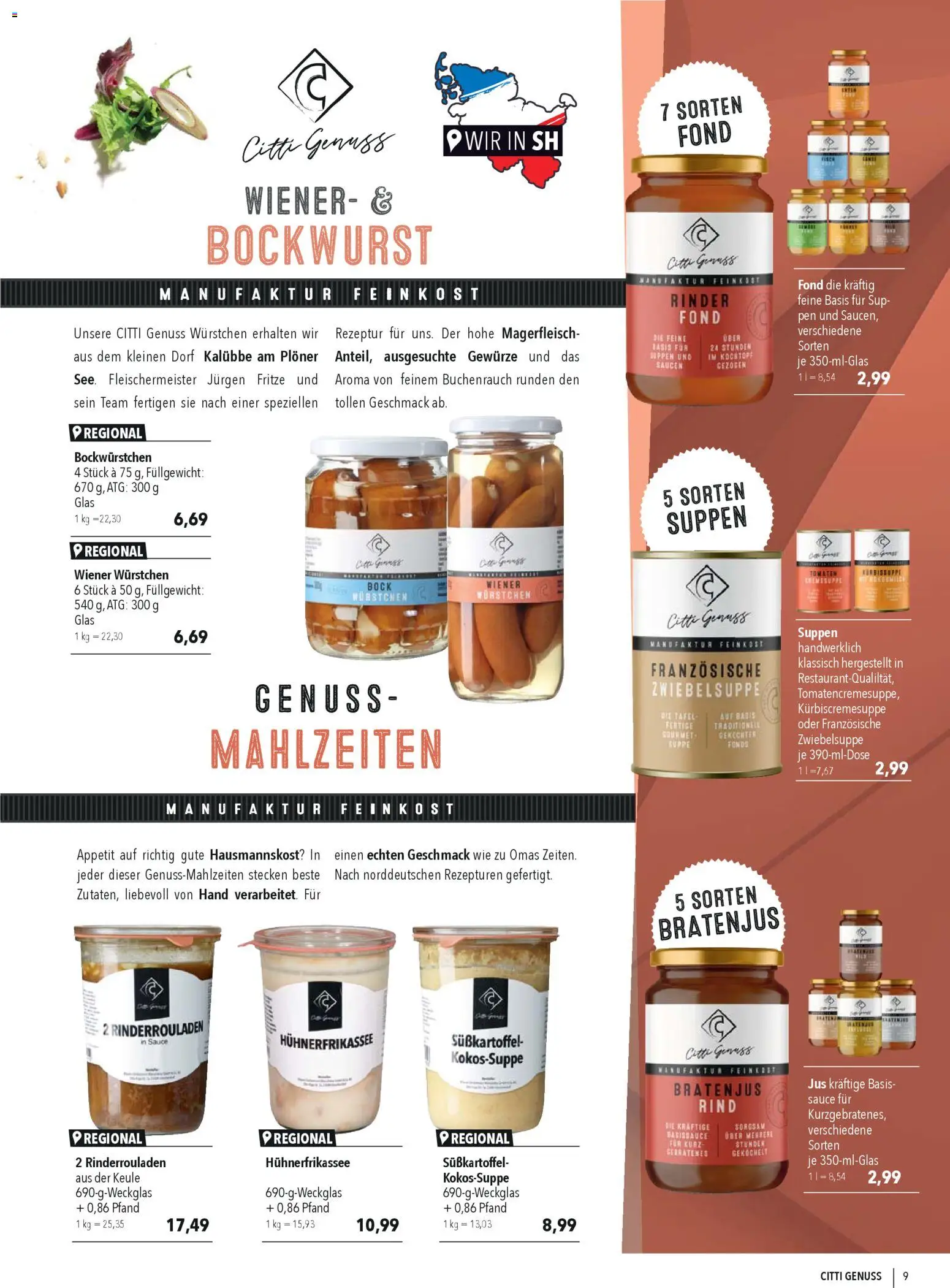 CITTI Markt CITTI Genuss – gültig ab 01.04.2026 | Seite: 9 | Produkte: Rinderrouladen, Wiener wurstchen, Tomaten, SUP
