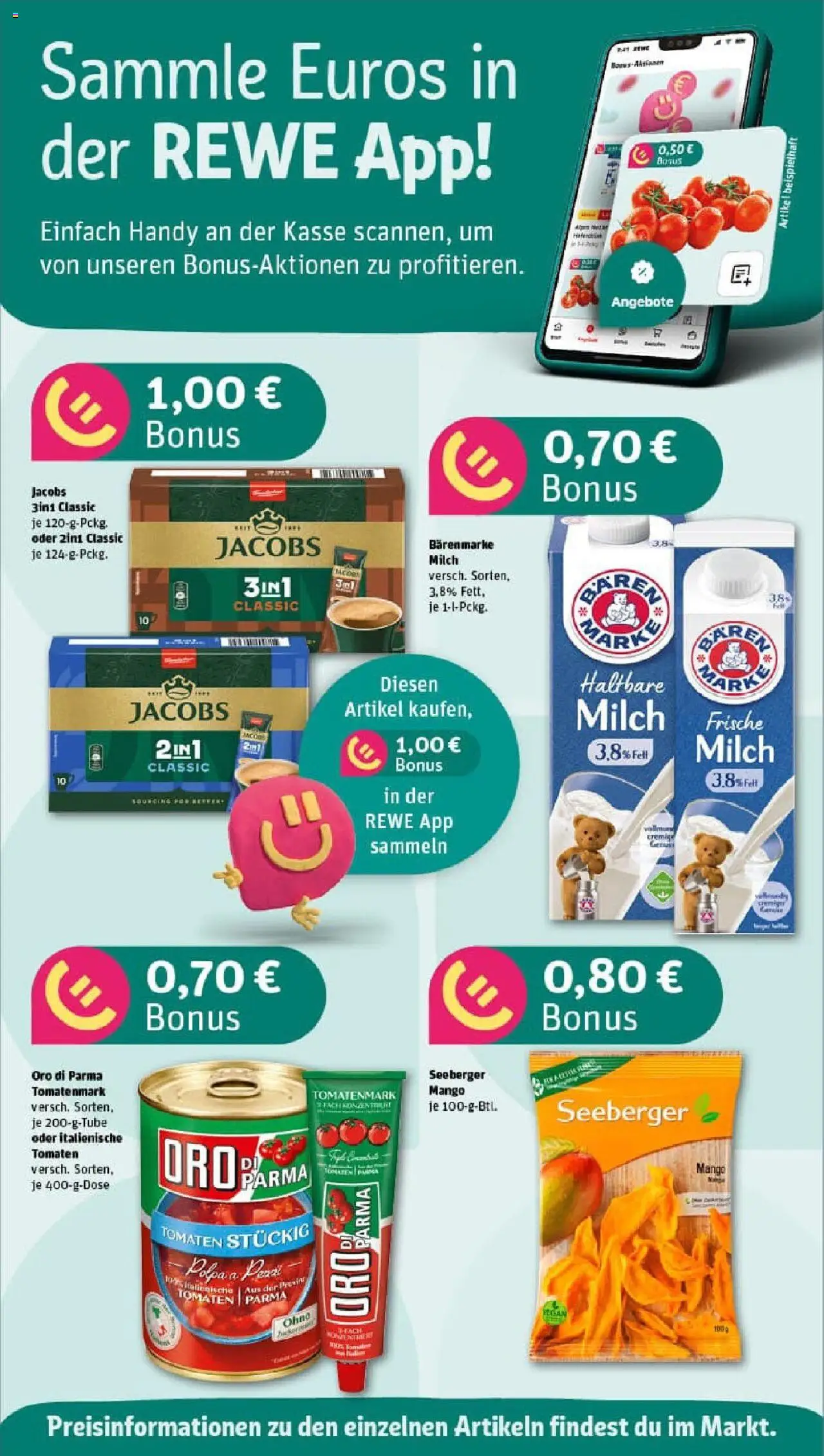 Rewe prospekt Duisburg / Bergheim	 - gültig ab dem 22.06.2025 | Seite: 2 | Produkte: Milch, Tomaten, Oro di parma, Mango